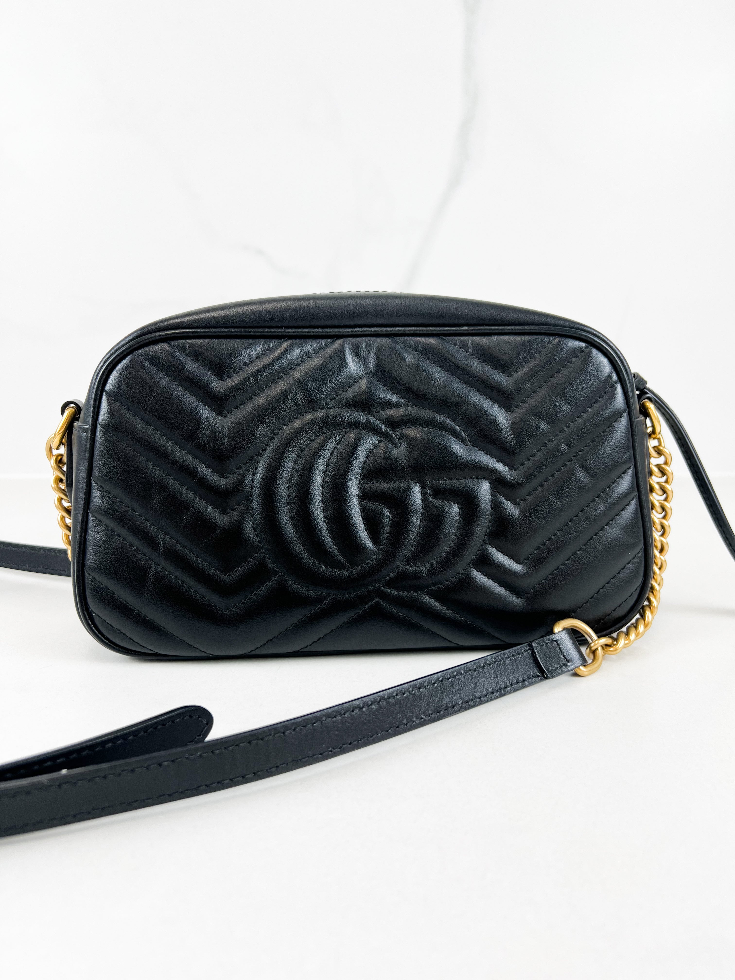 Gucci Black GG Small Marmont Shoulder Bag