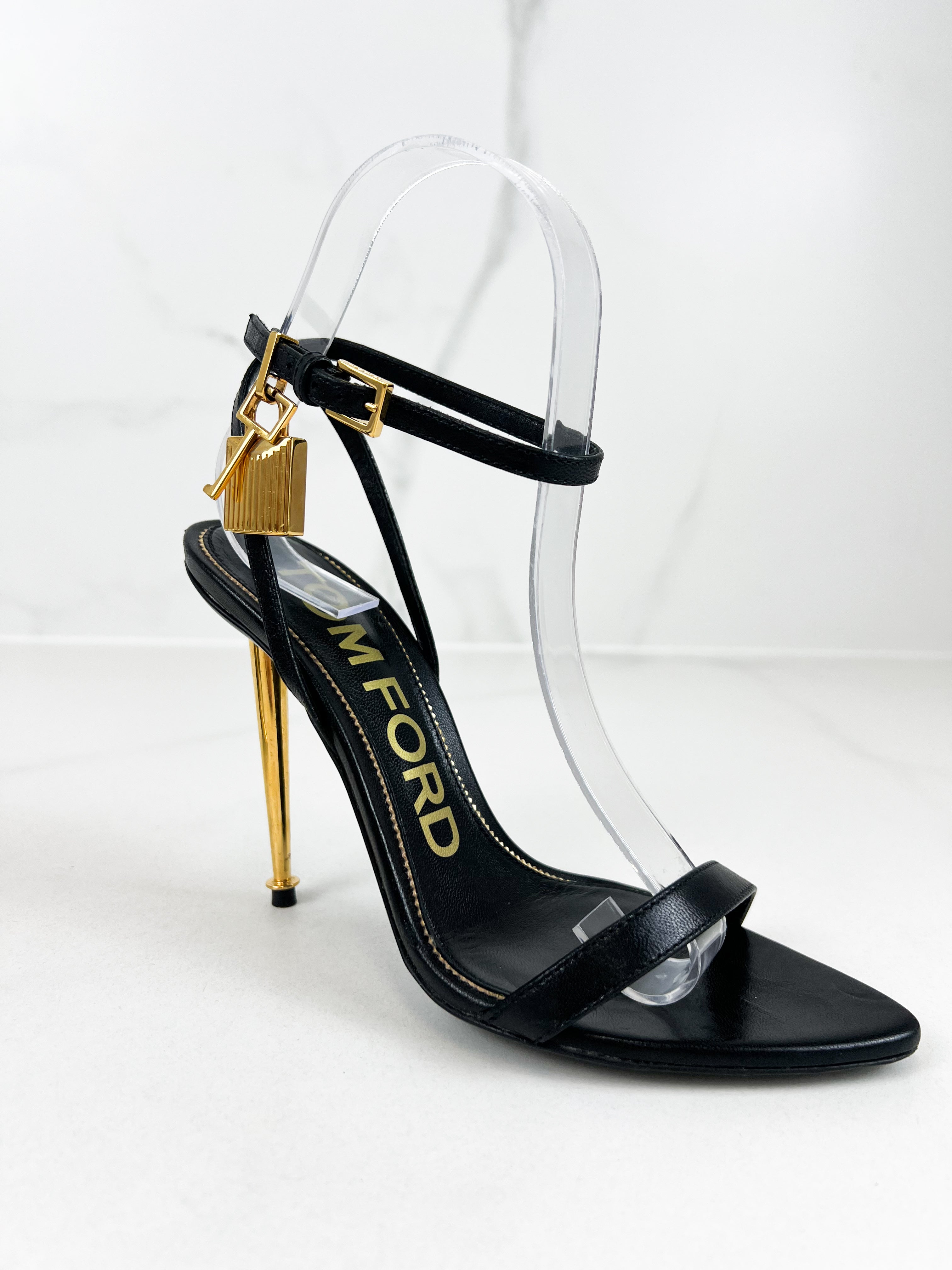 Tom Ford Black Padlock Leather Sandal Size 36