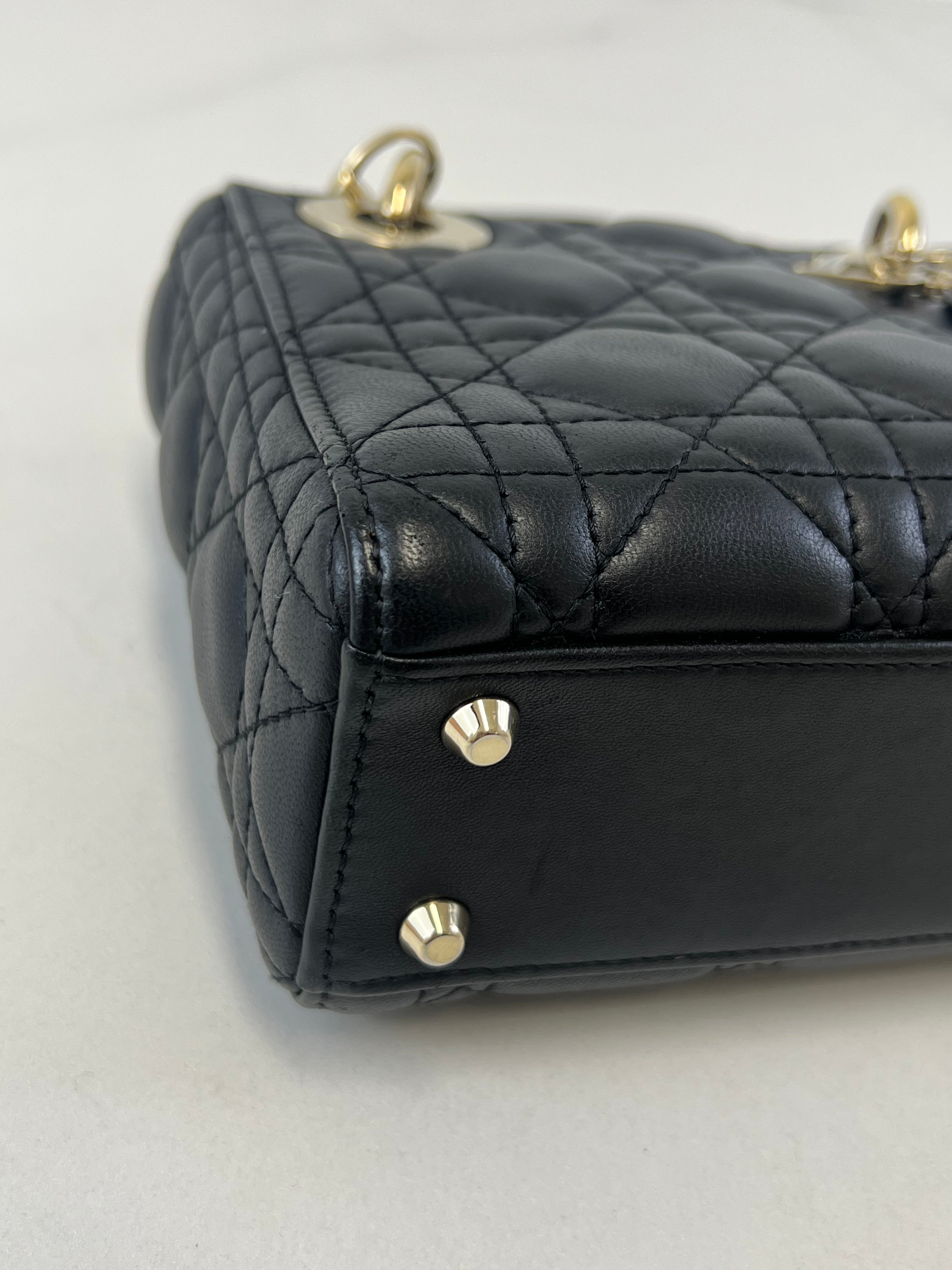 Christian Dior Mini Lady Dior Cannage in Black