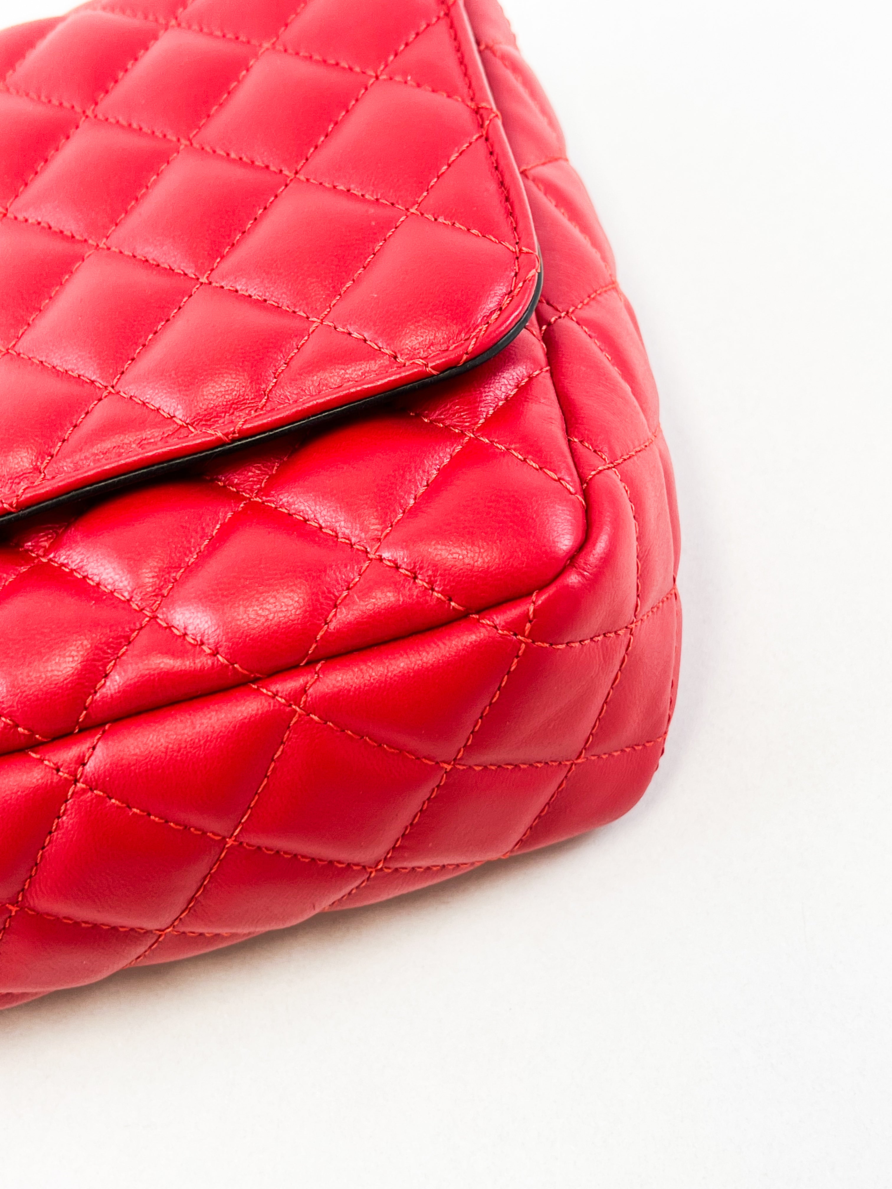 Versace Red Quilted Leather Shoulder Bag