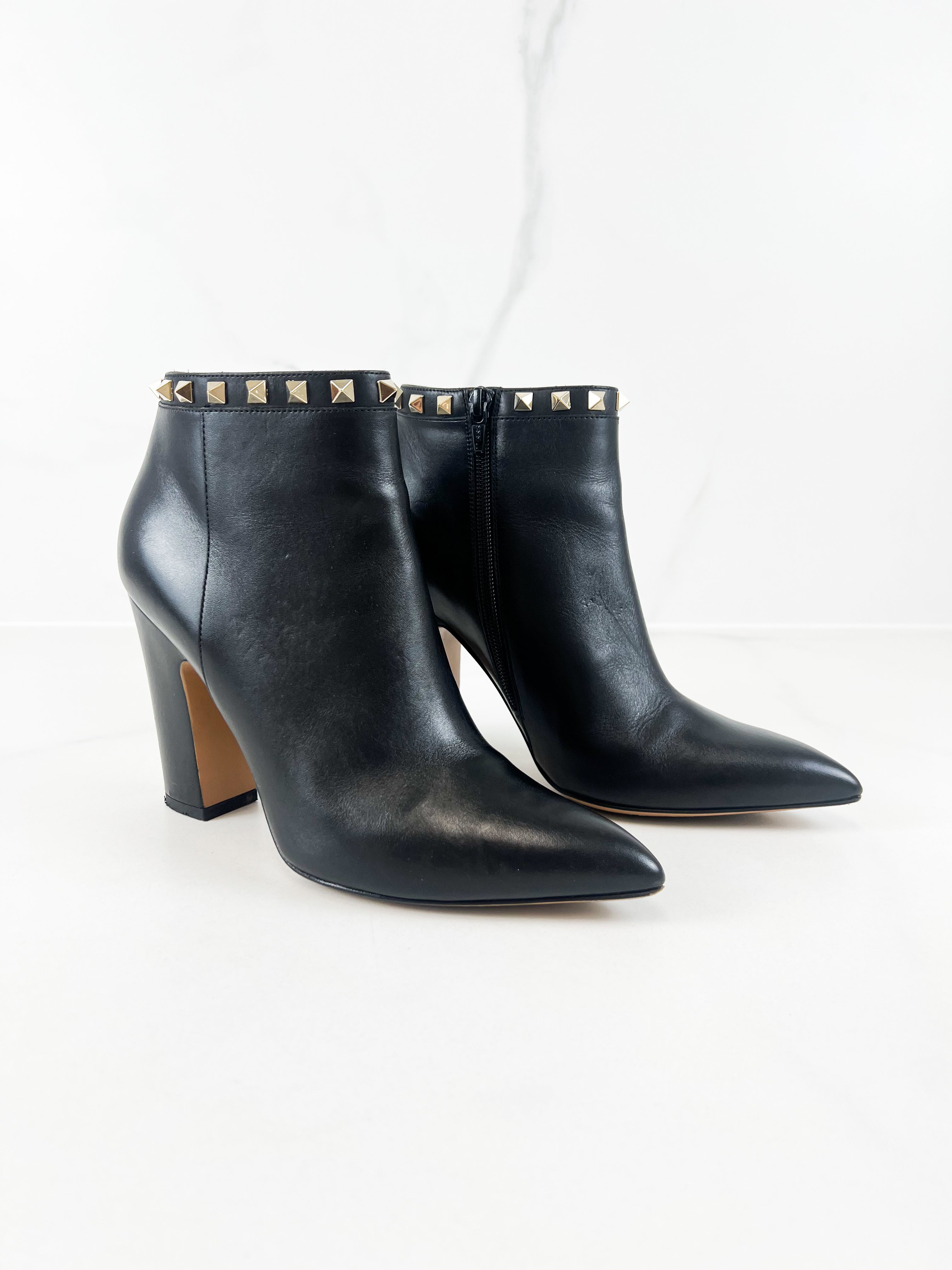 Valentino Black Leather Rockstud Boots Size 39.5