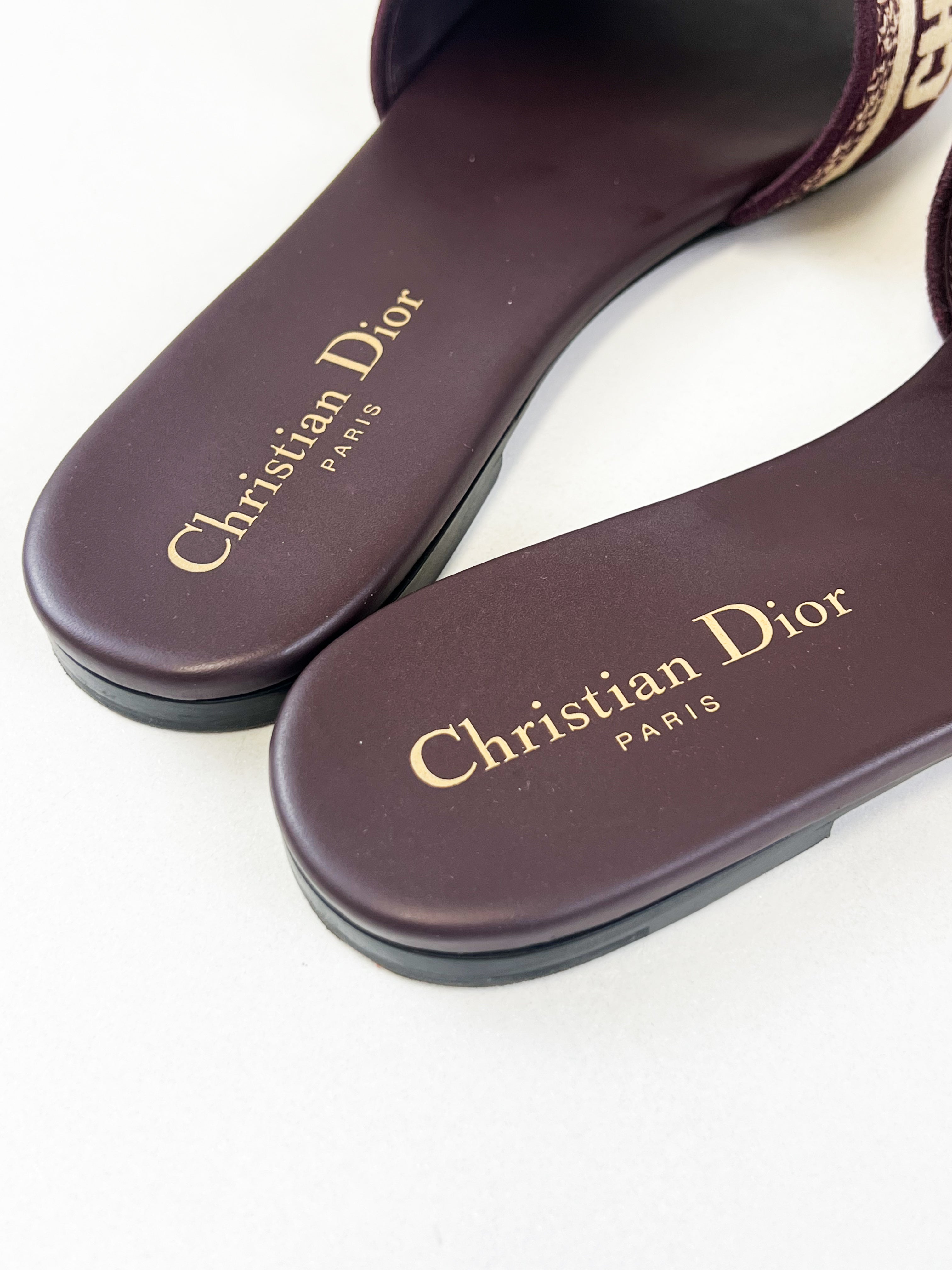 Christian Dior Burgundy Dway Slides Size 36
