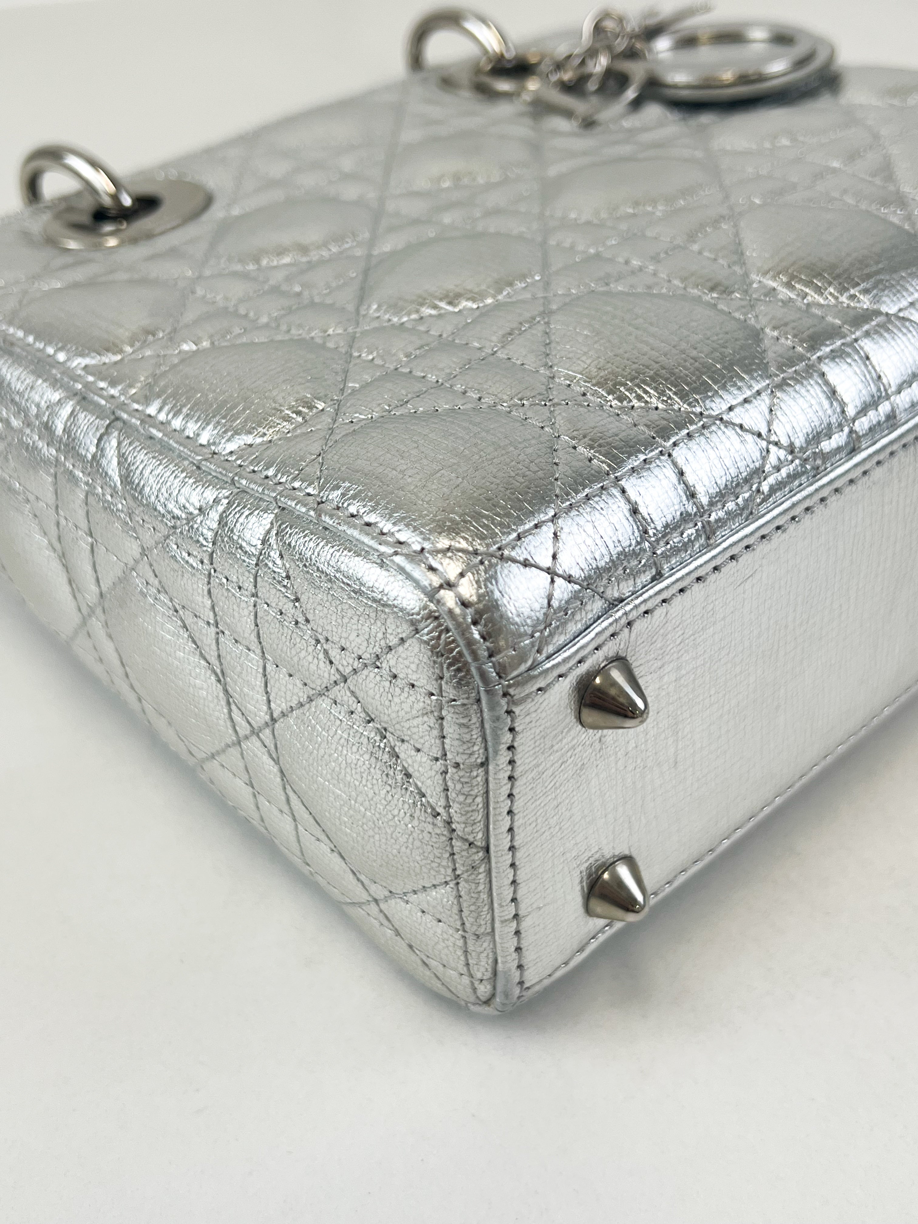 Christian Dior Small Lady Dior Silver with SHW