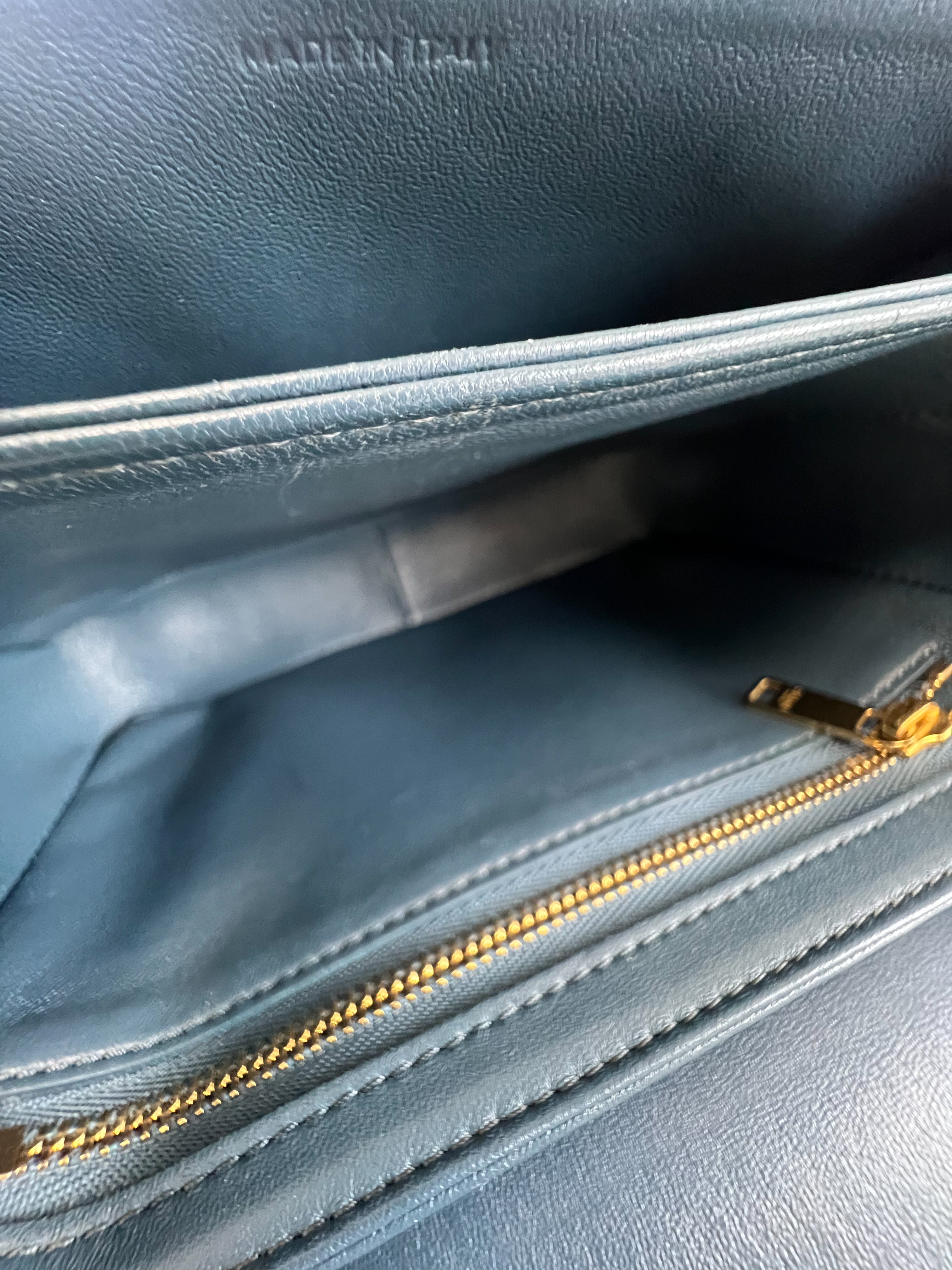 Celine Teen Triomphe Bag in Petrol Calfskin