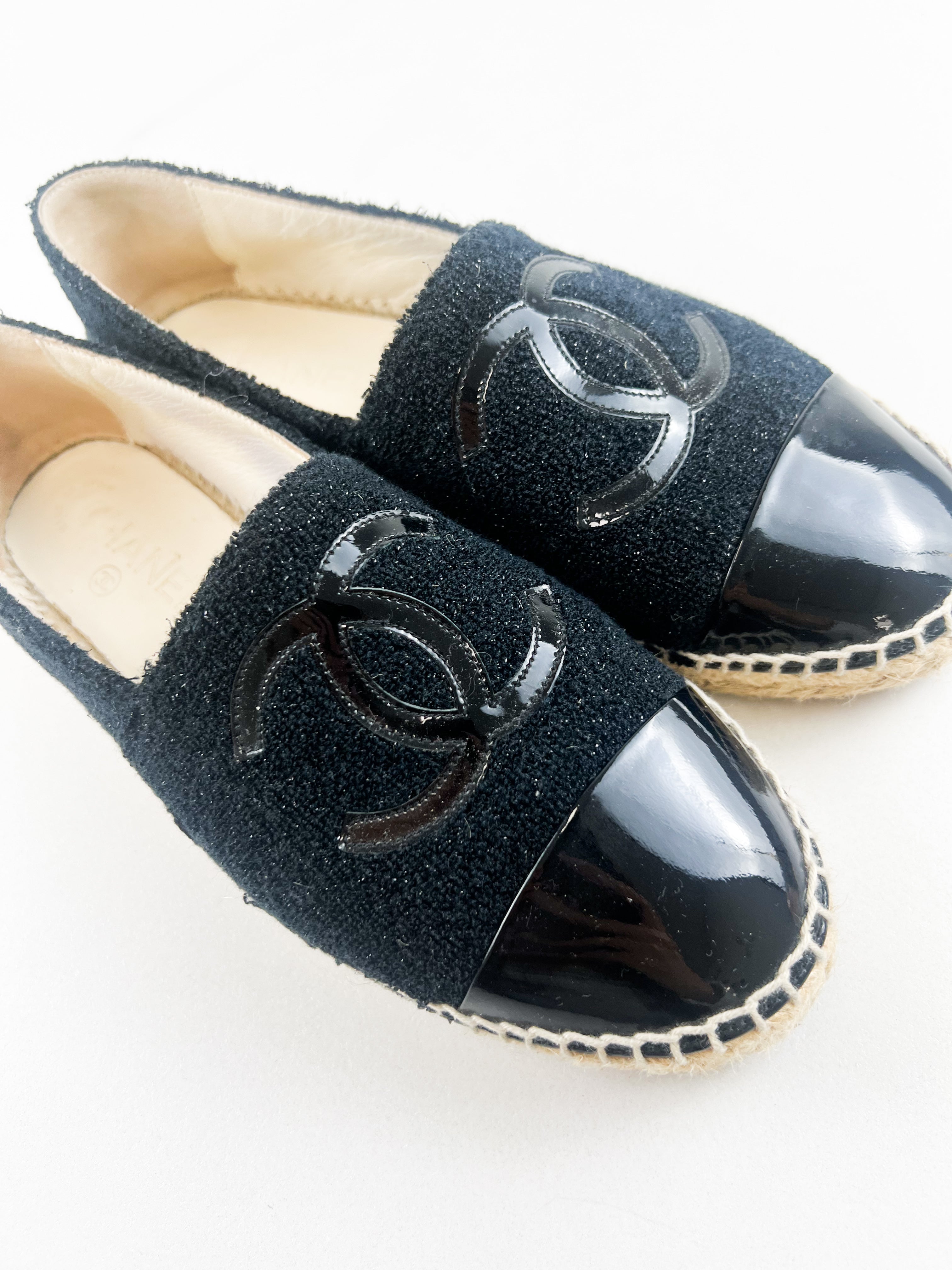 Chanel CC Tweed Espadrille Size 37