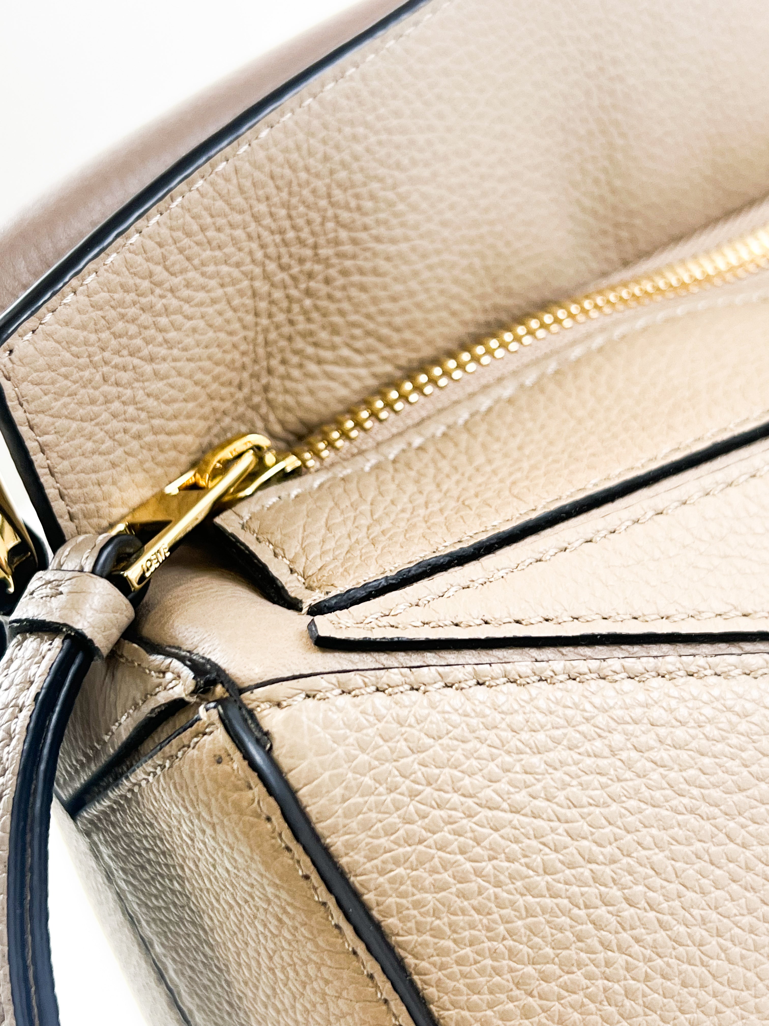Loewe Puzzle Small Leather Shoulder Bag in Taupe