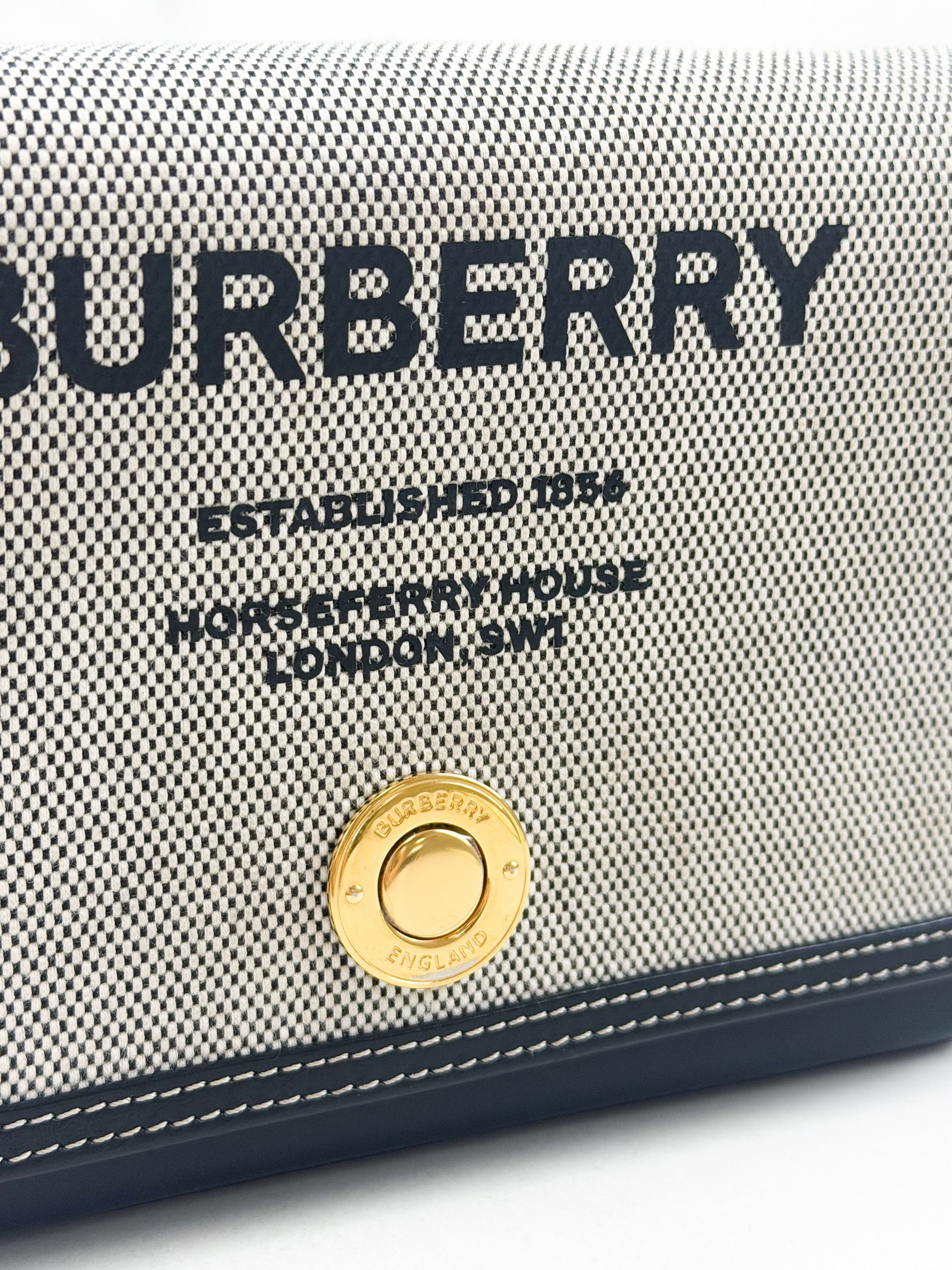 Burberry Leather-trimmed Printed Shoulder Bag with GHW