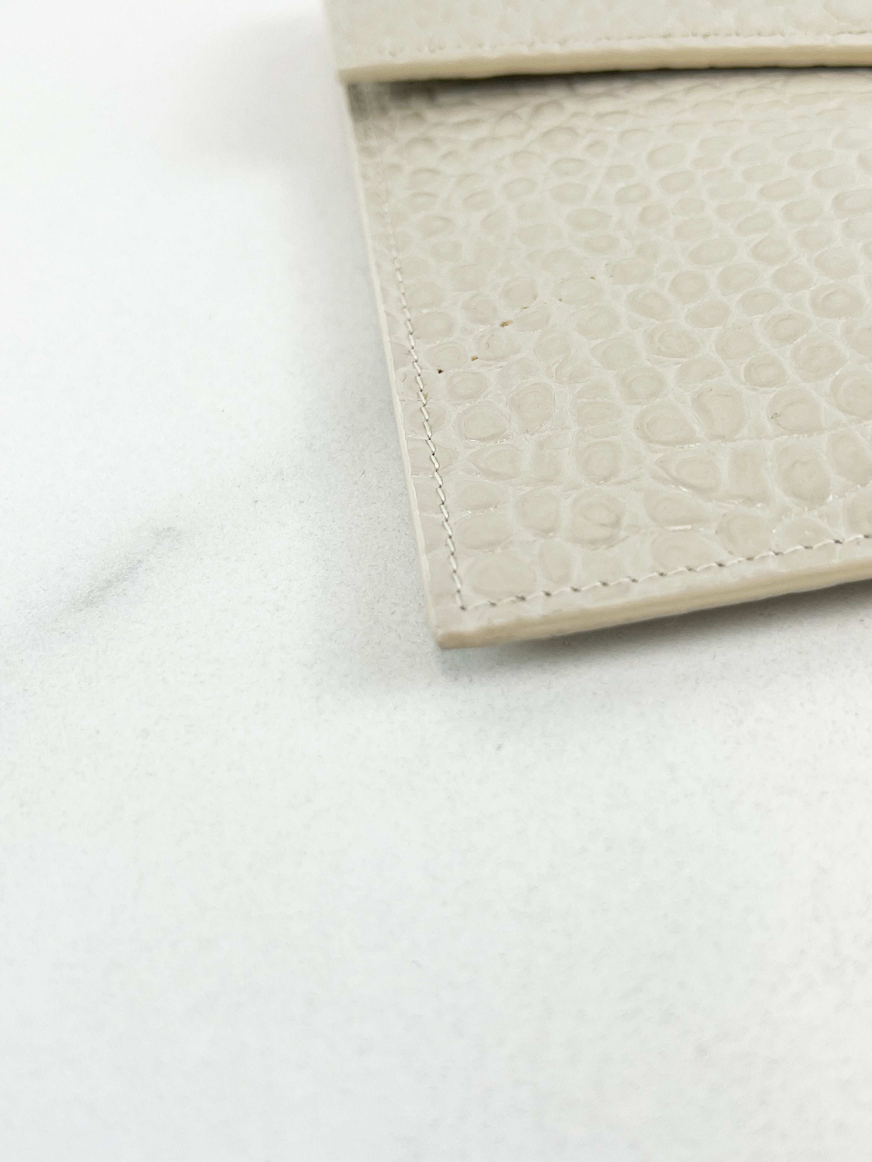 Saint Laurent Beige Uptown Pouch in Crema Soft Croc-Effect Leather