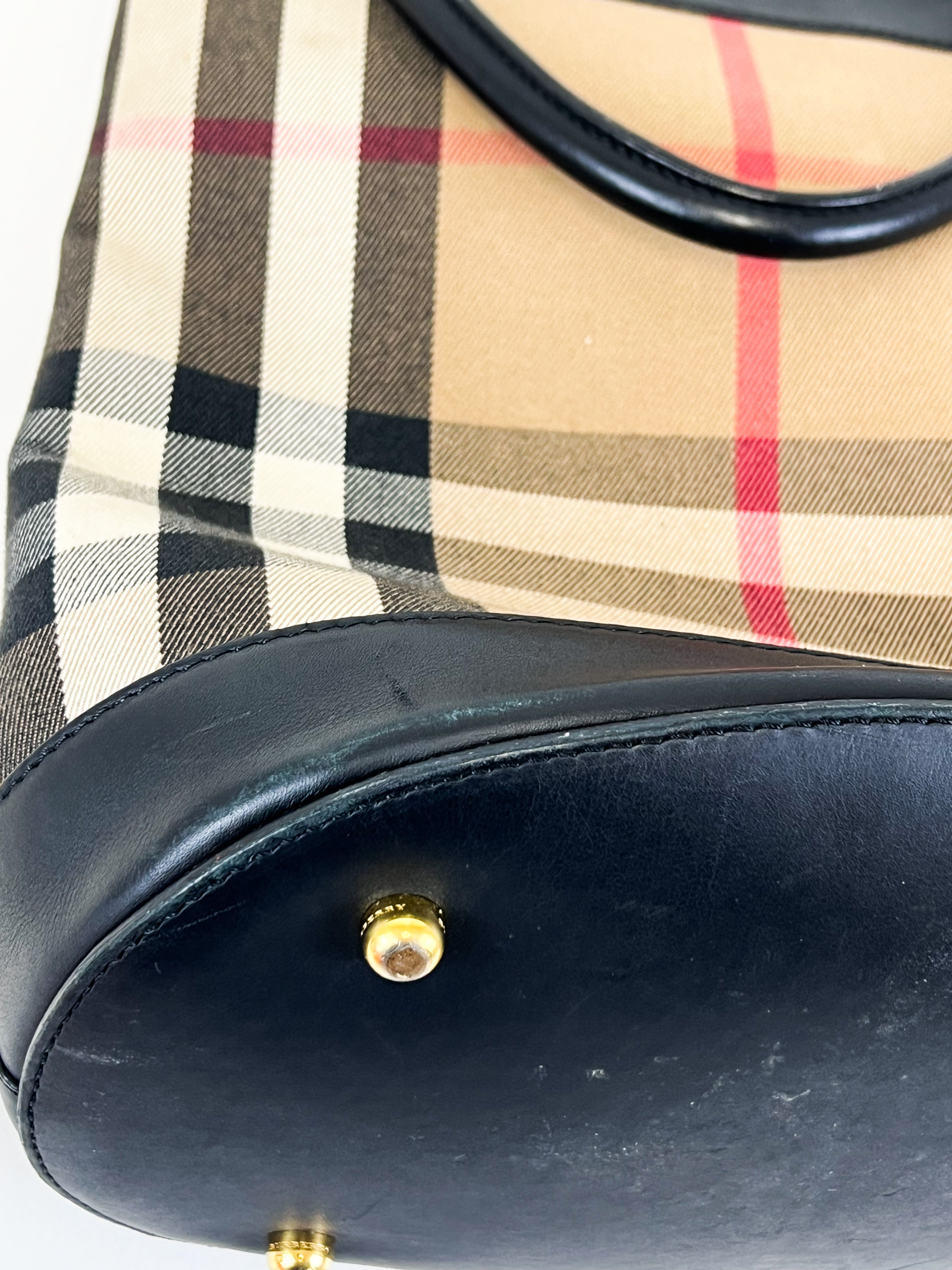 Burberry House Check & Leather Bucket Bag