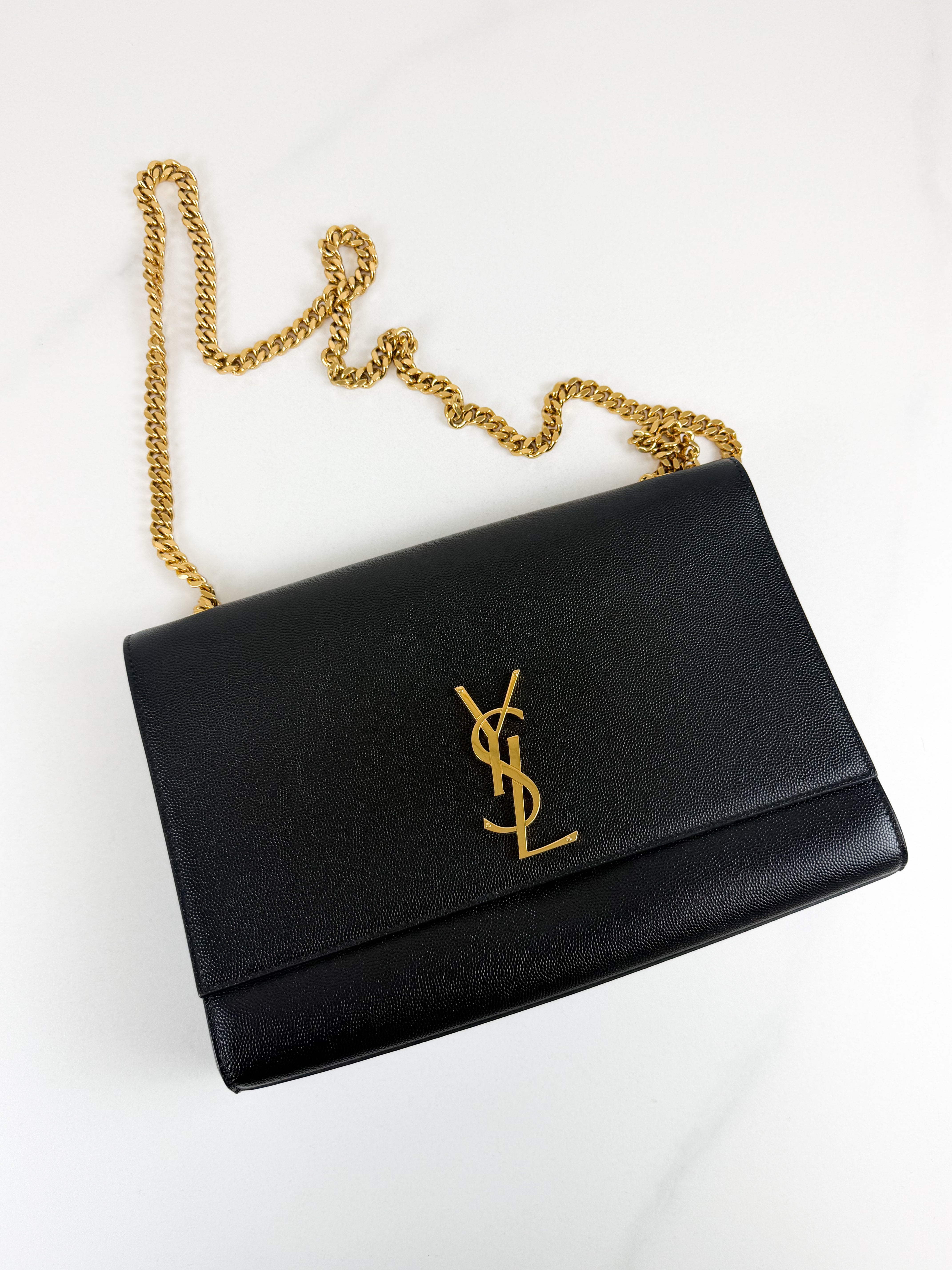 Saint Laurent Black Kate Large Chain Bag with GHW