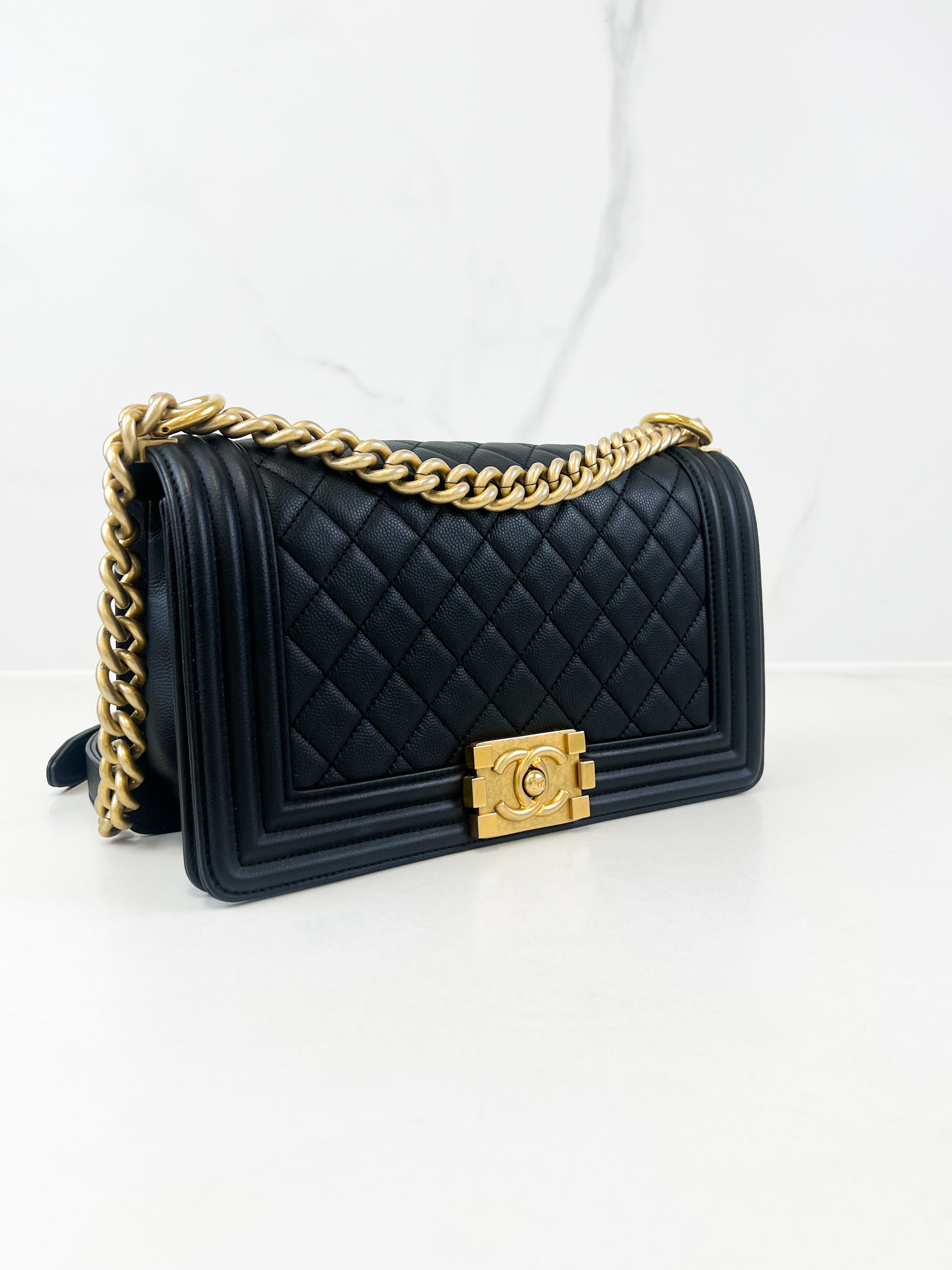 Chanel Black Old Medium Caviar Boy Bag GHW