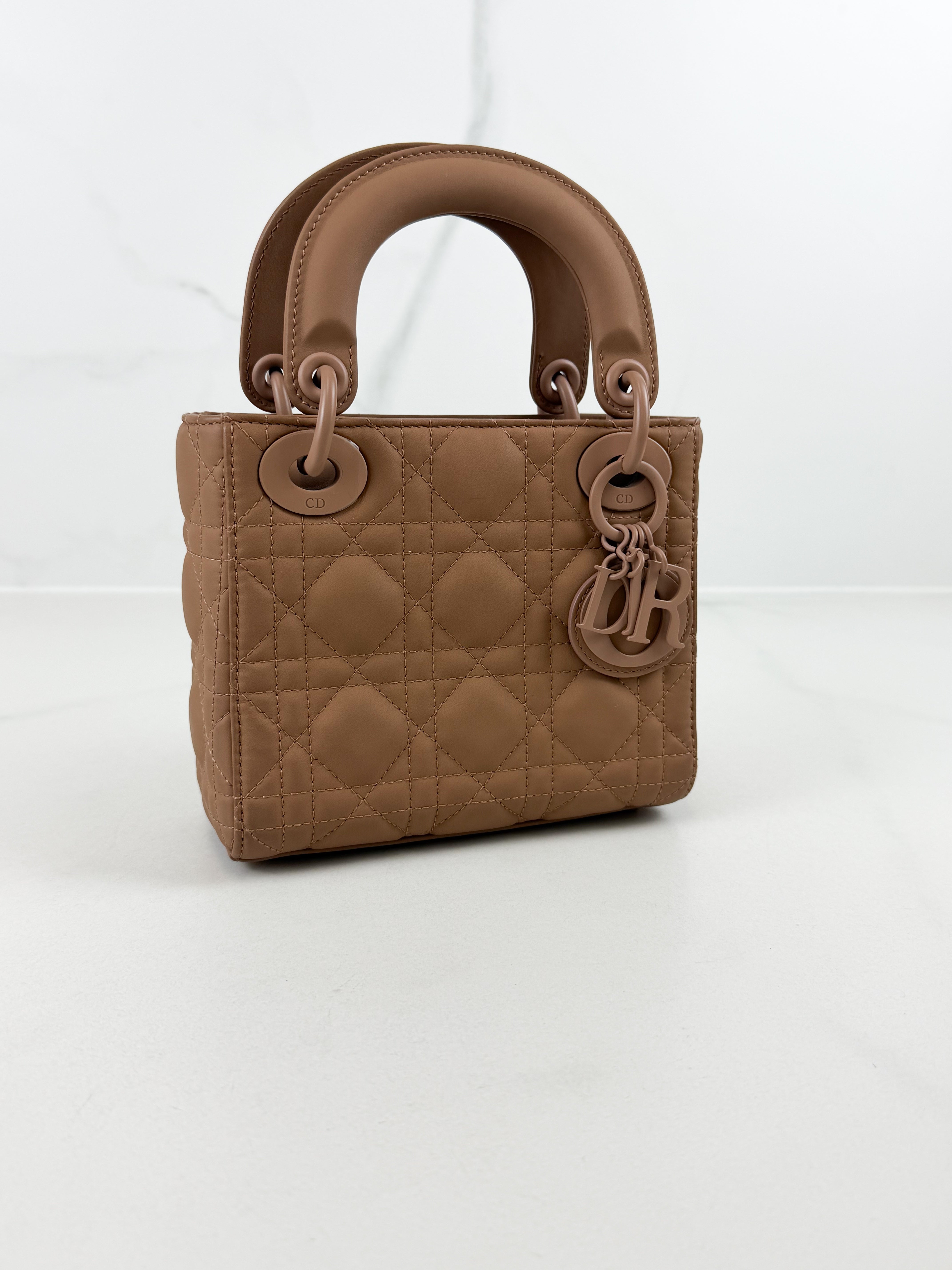Christian Dior Mini Lady Dior Cannage Leather in Blush Pink Ultramatte