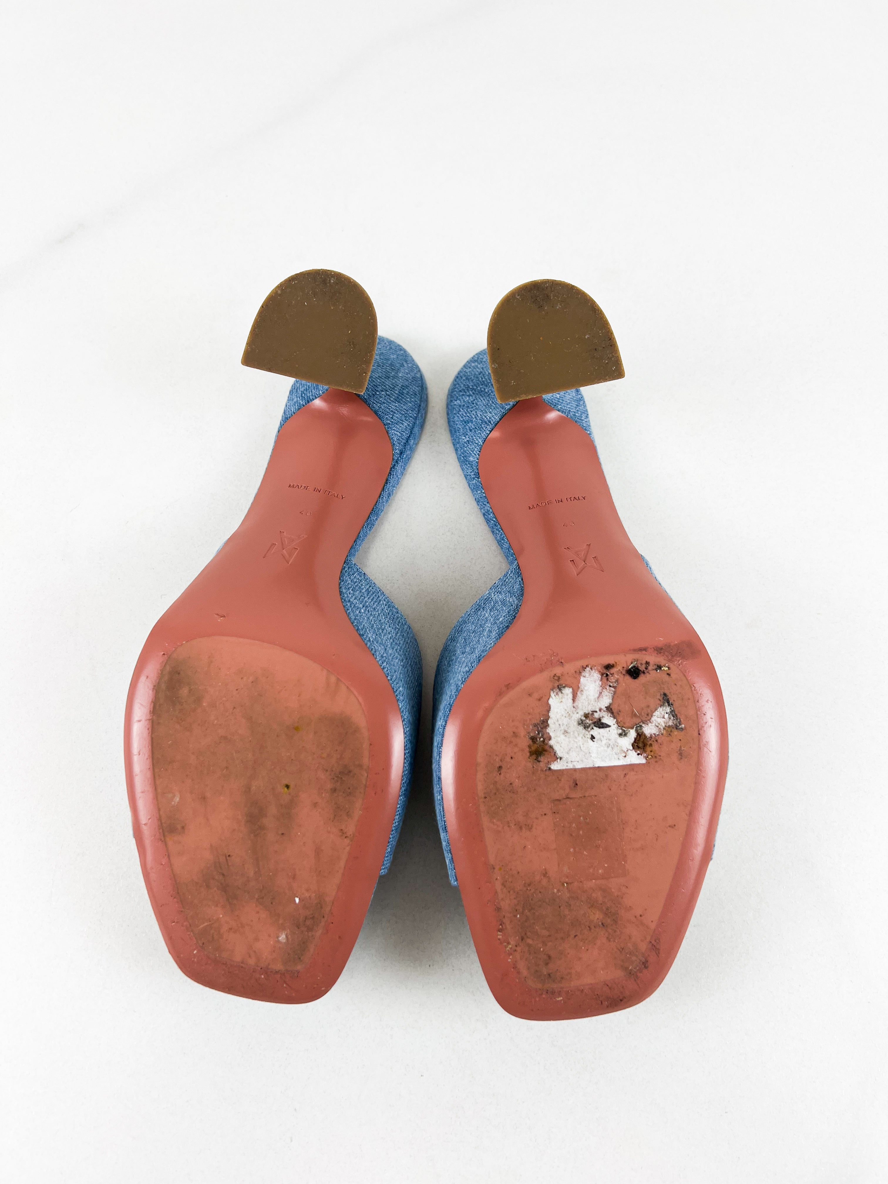 Amina Muaddi Lupita Slipper in Denim Size 40