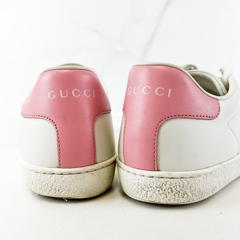 Gucci White & Pale Pink Sneaker Size 38