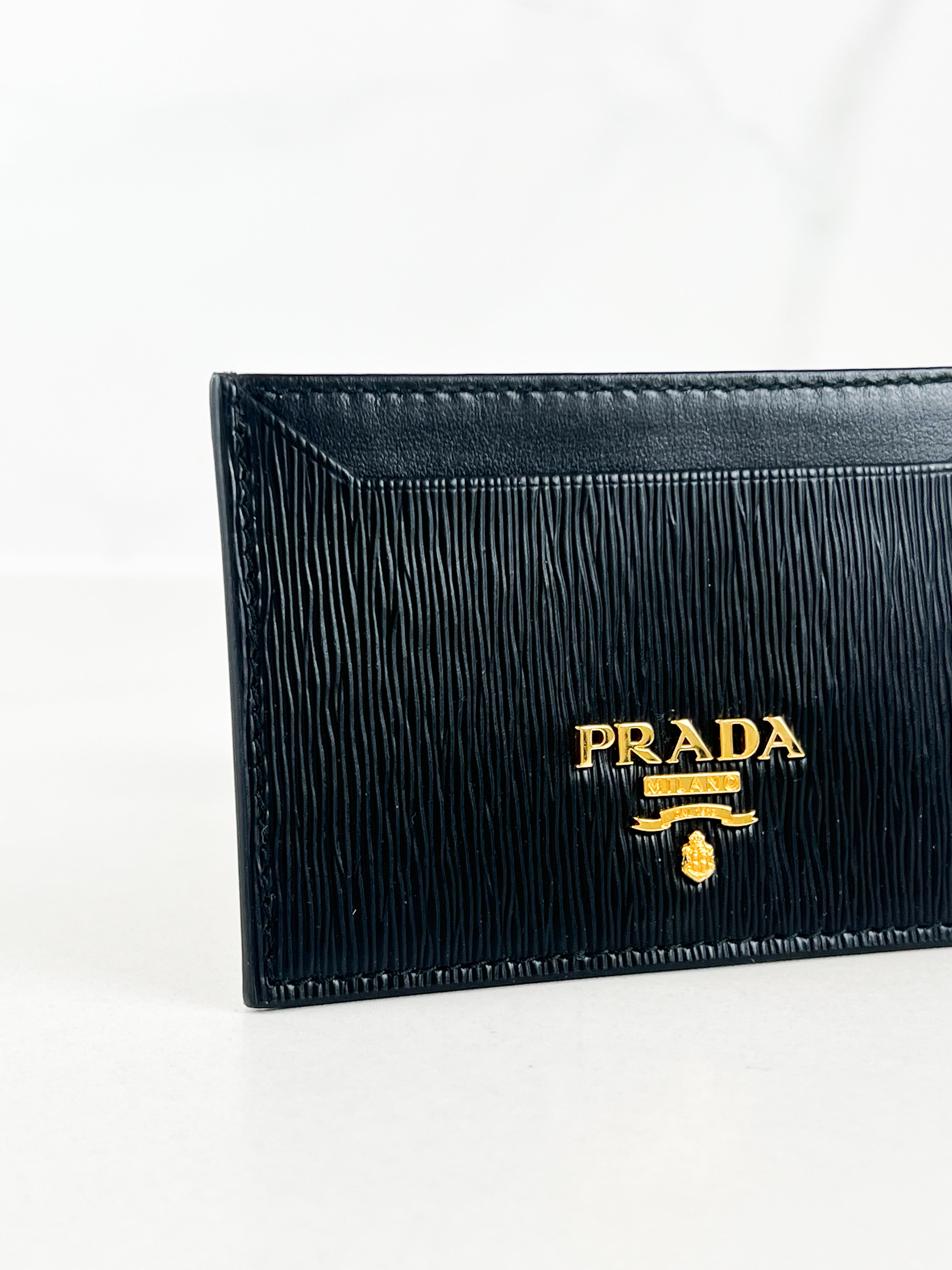 Prada Black Leather Card Wallet