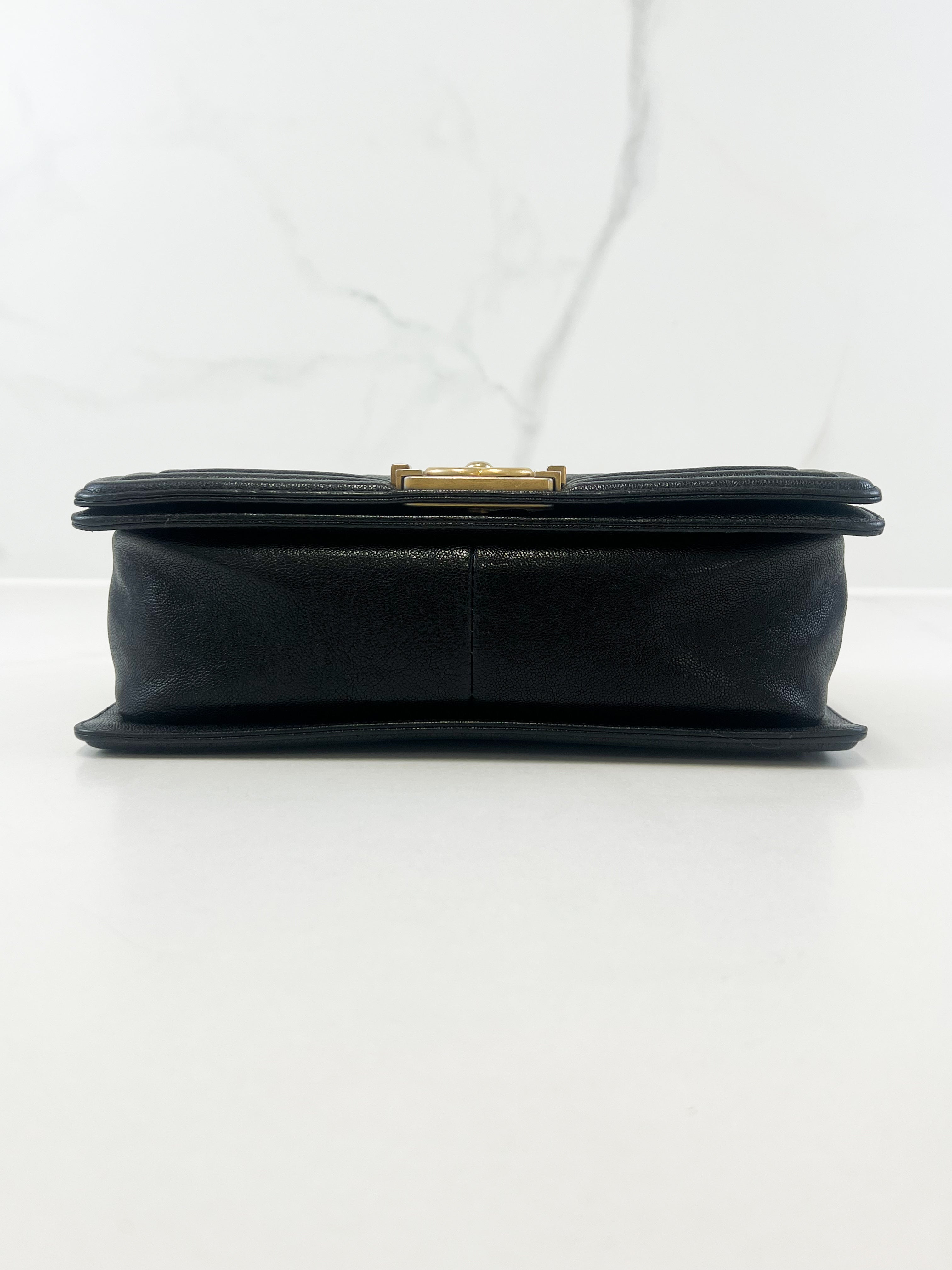 Chanel Old Medium Chevron Boy Bag with GHW