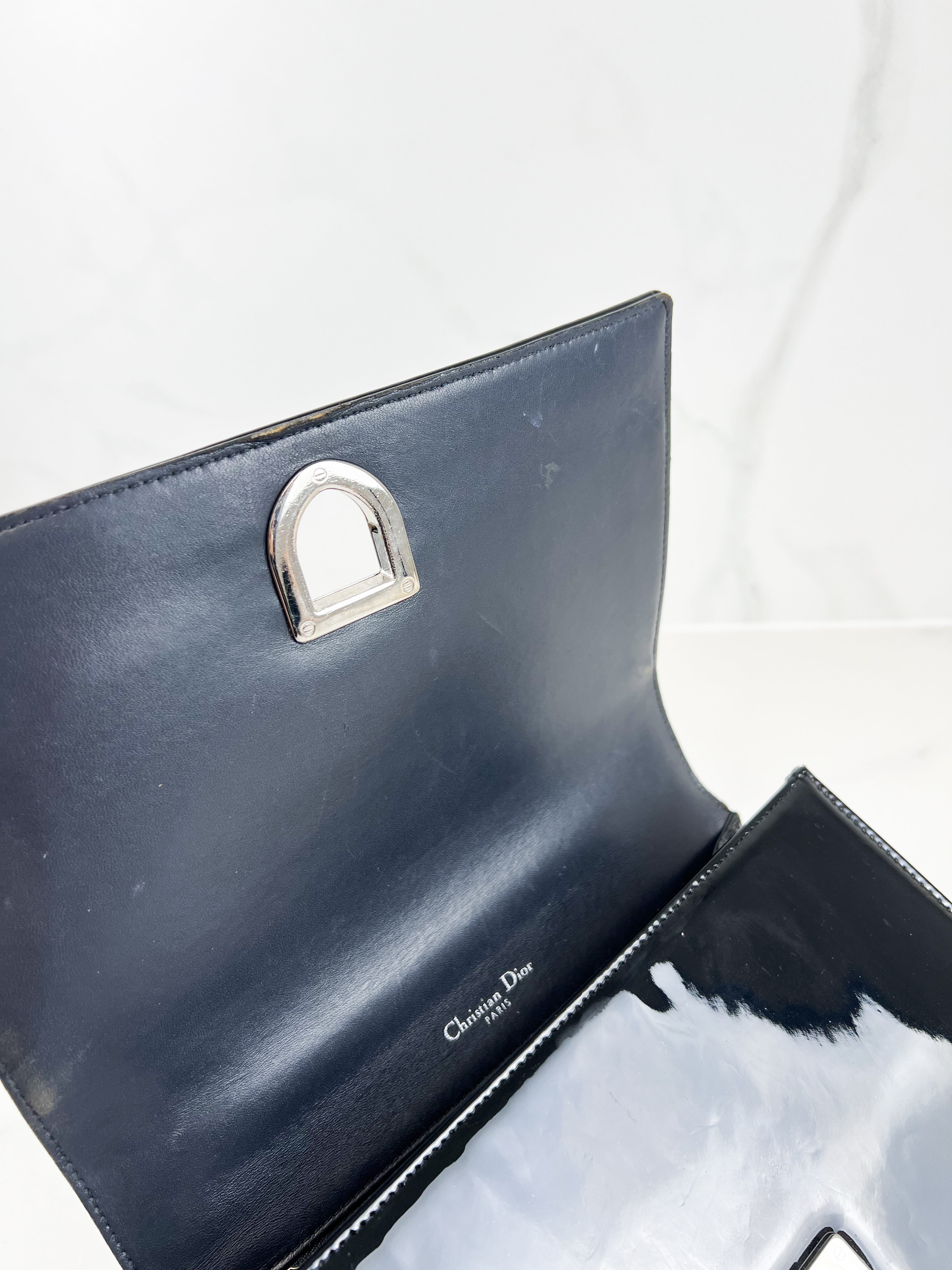 Christian Dior Medium Patent Grey Diorama with SHW