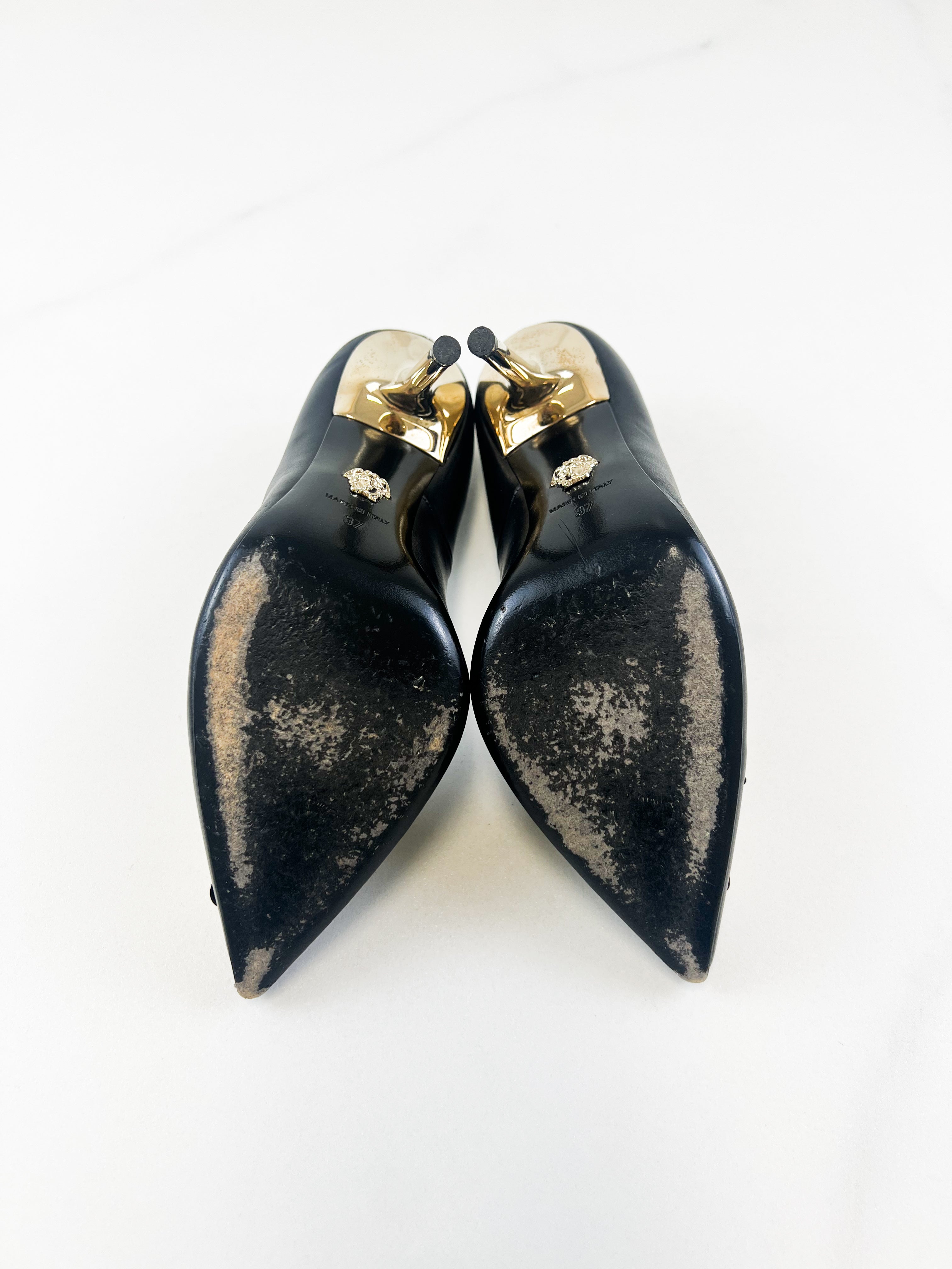 Versace Medusa Black Leather Pump Size 37