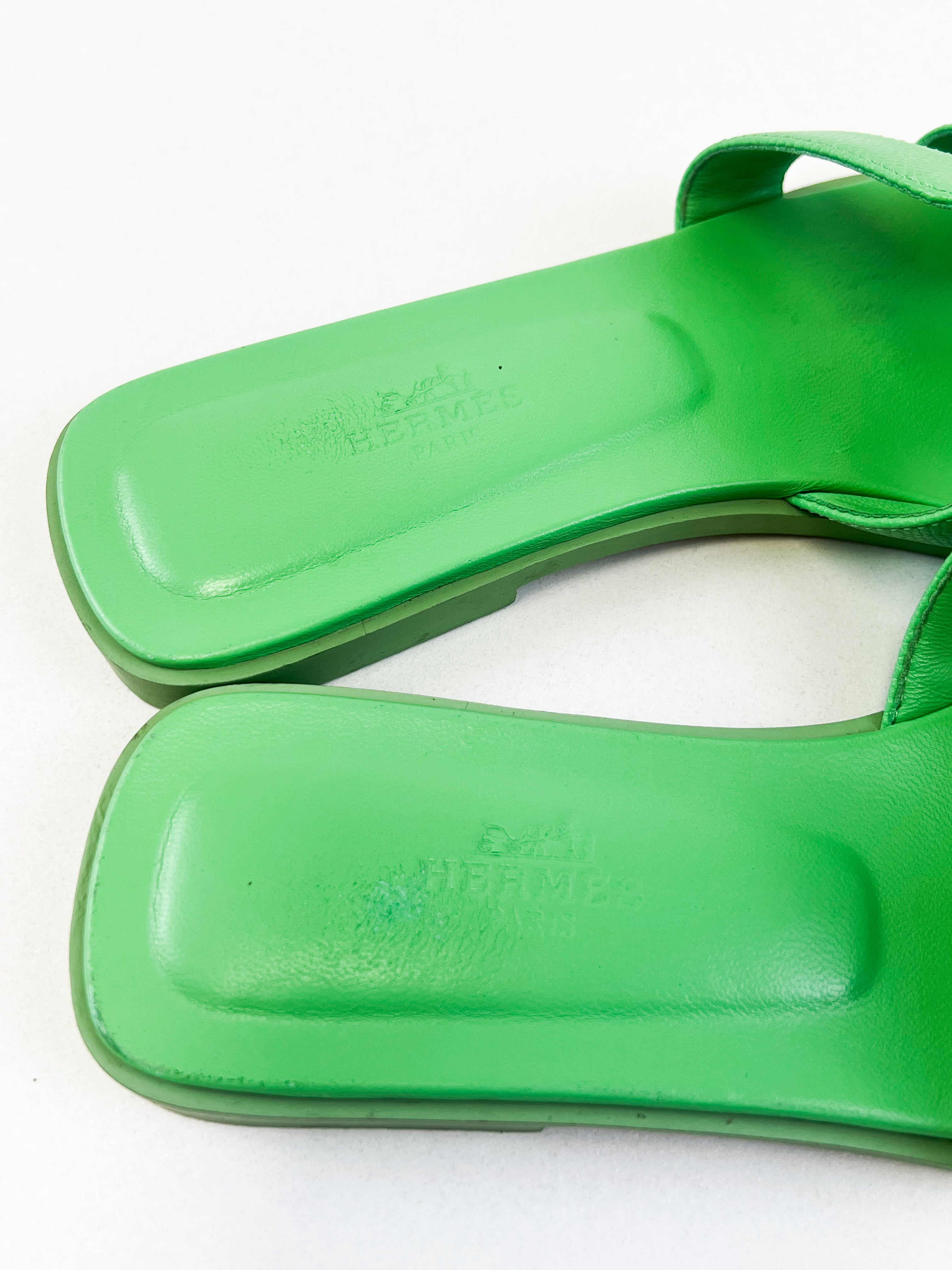Hermes Oran Sandal in Green Size 36