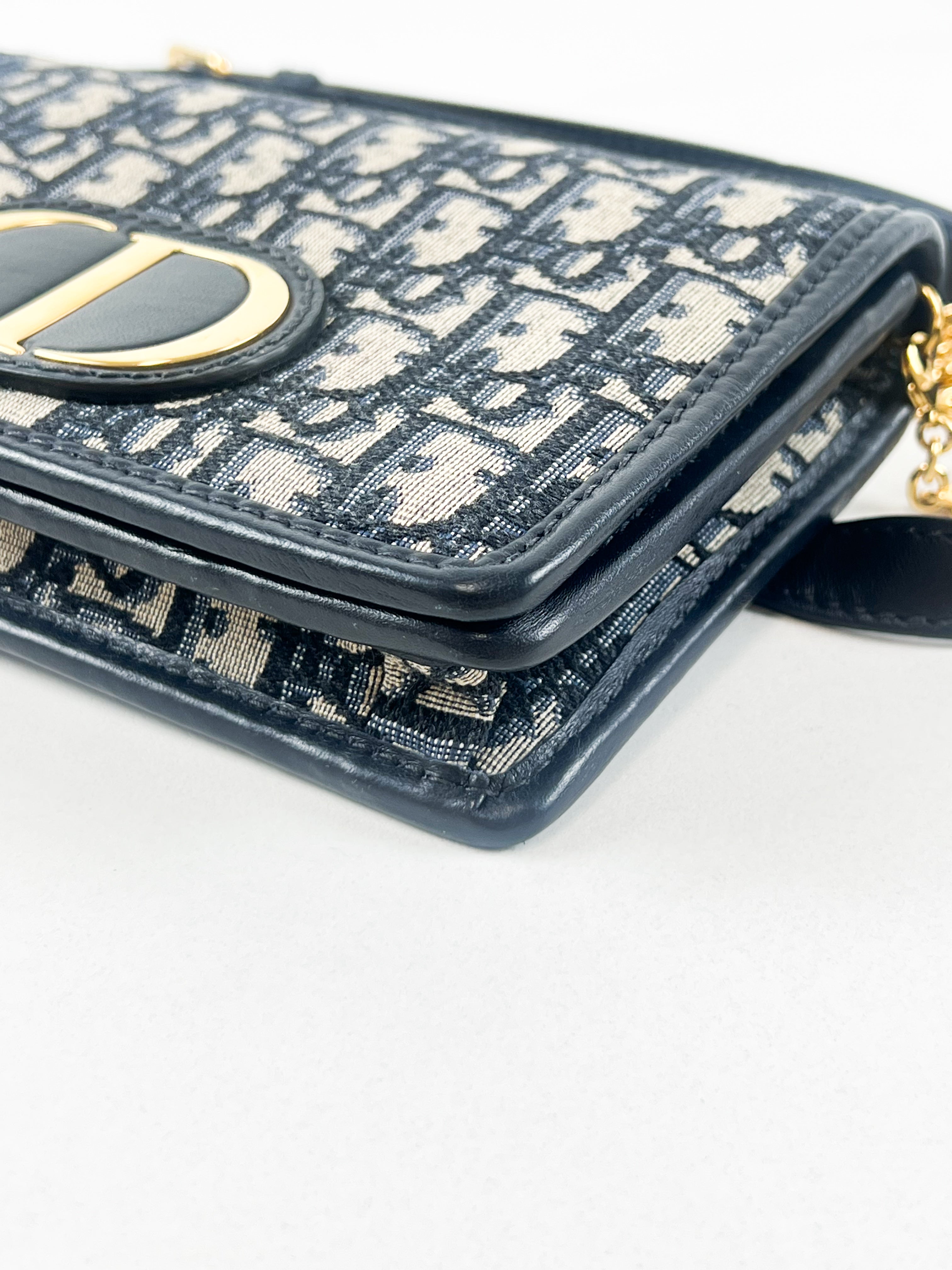 Christian Dior 2-in-1 30 Montaigne Pouch Blue Dior Oblique Jacquard