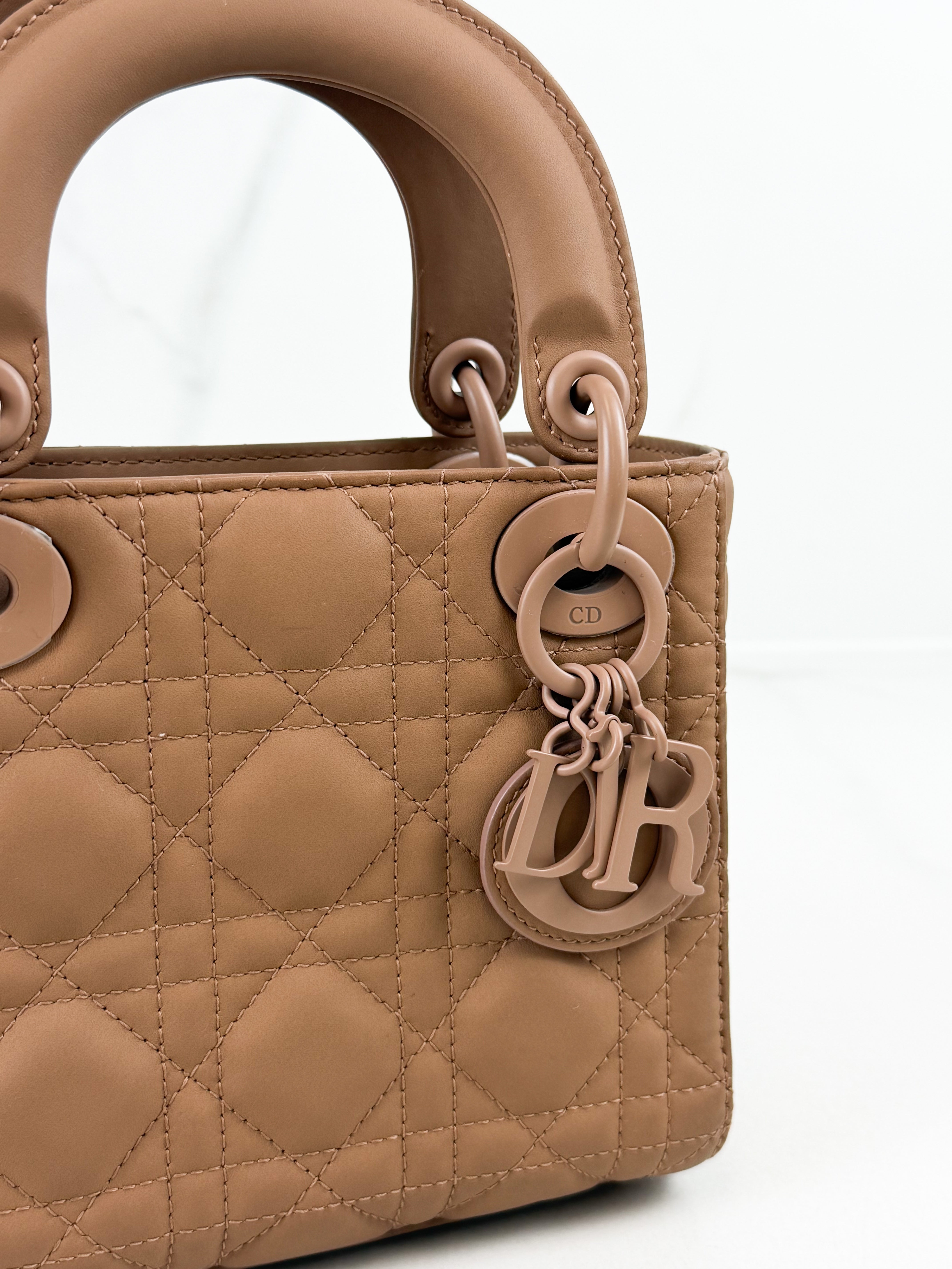 Christian Dior Mini Lady Dior Cannage Leather in Blush Pink Ultramatte