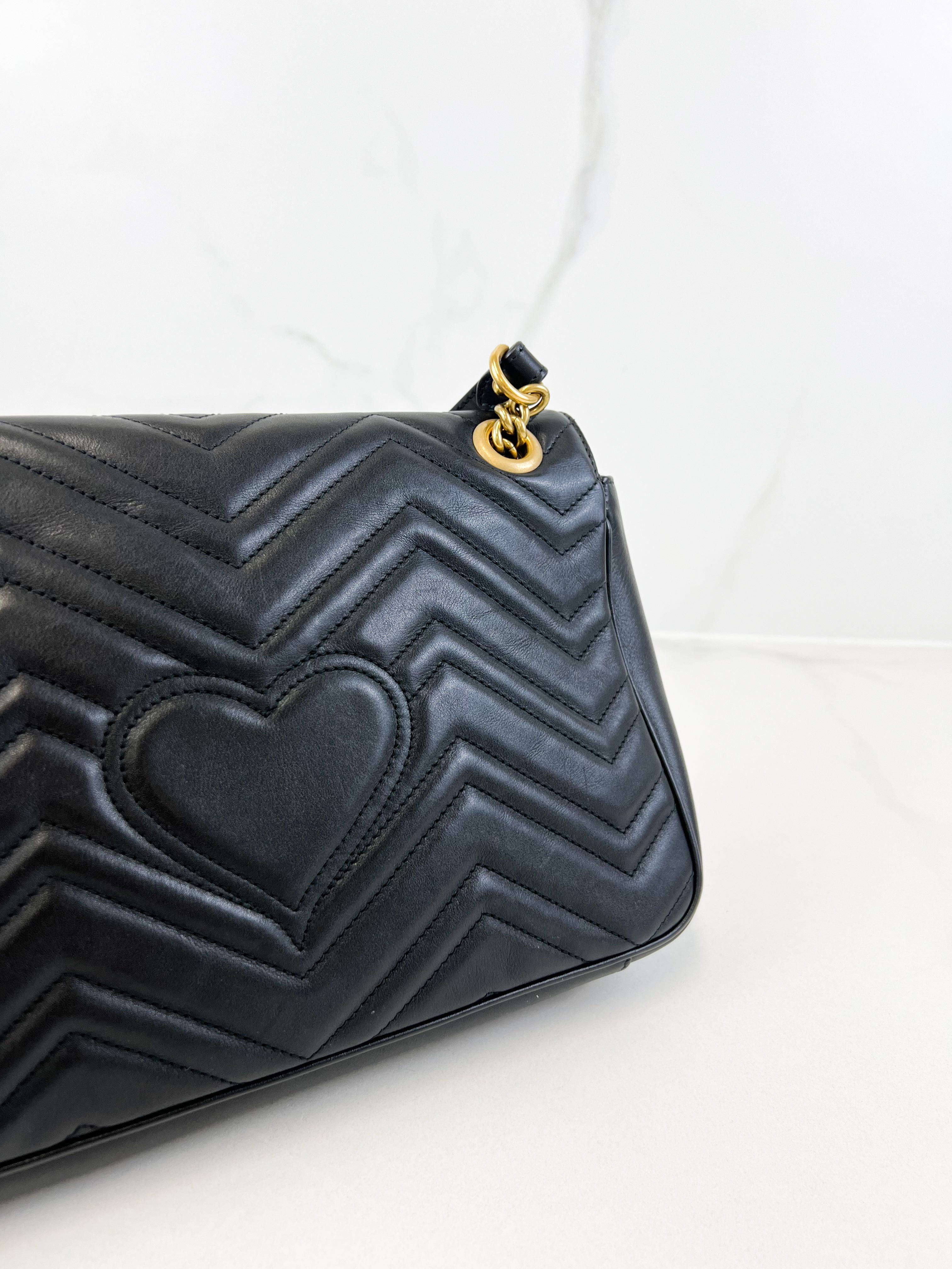 Gucci GG Marmont Matelasse Medium Black Flap Shoulder Bag