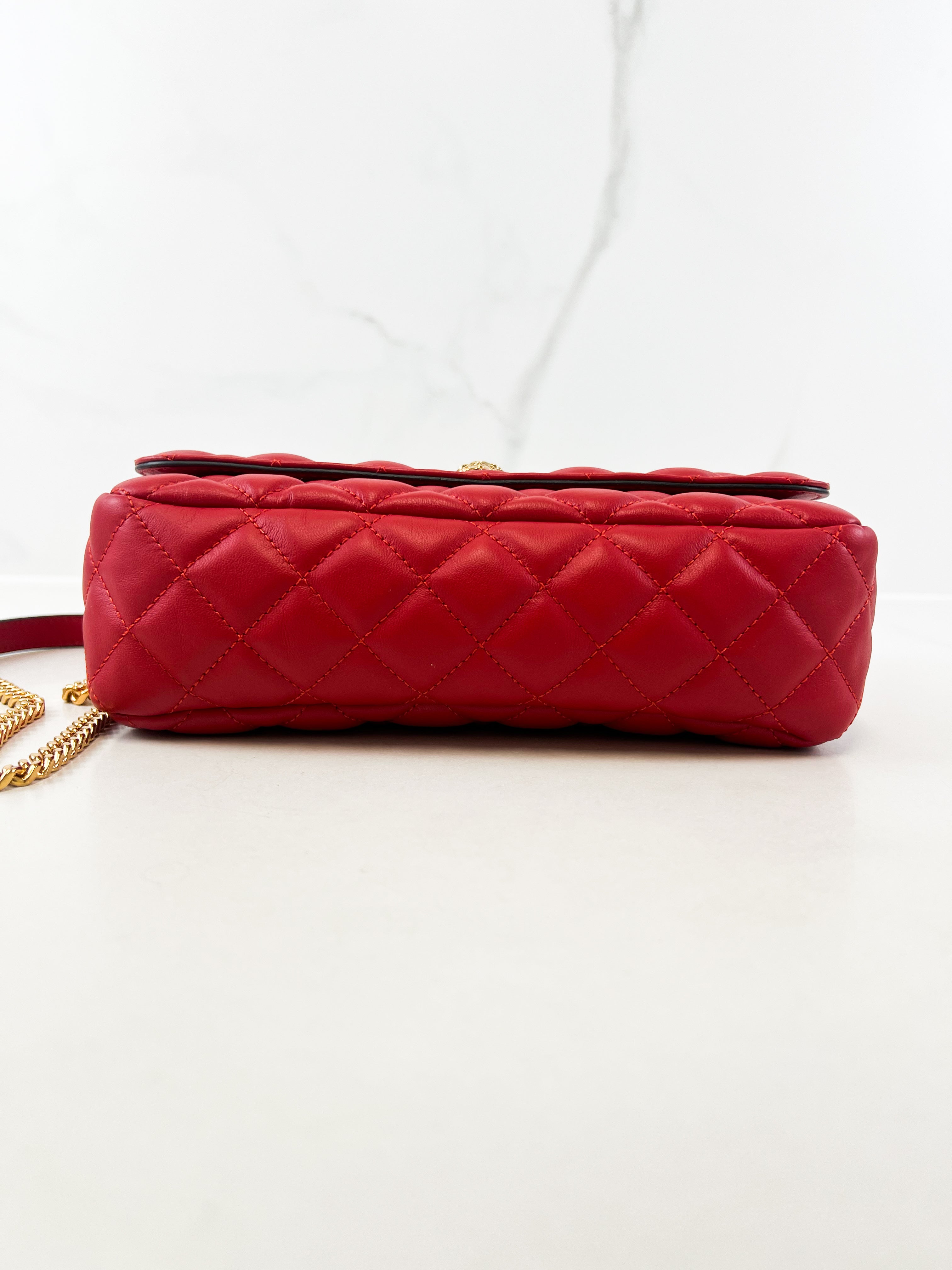 Versace Red Quilted Leather Shoulder Bag