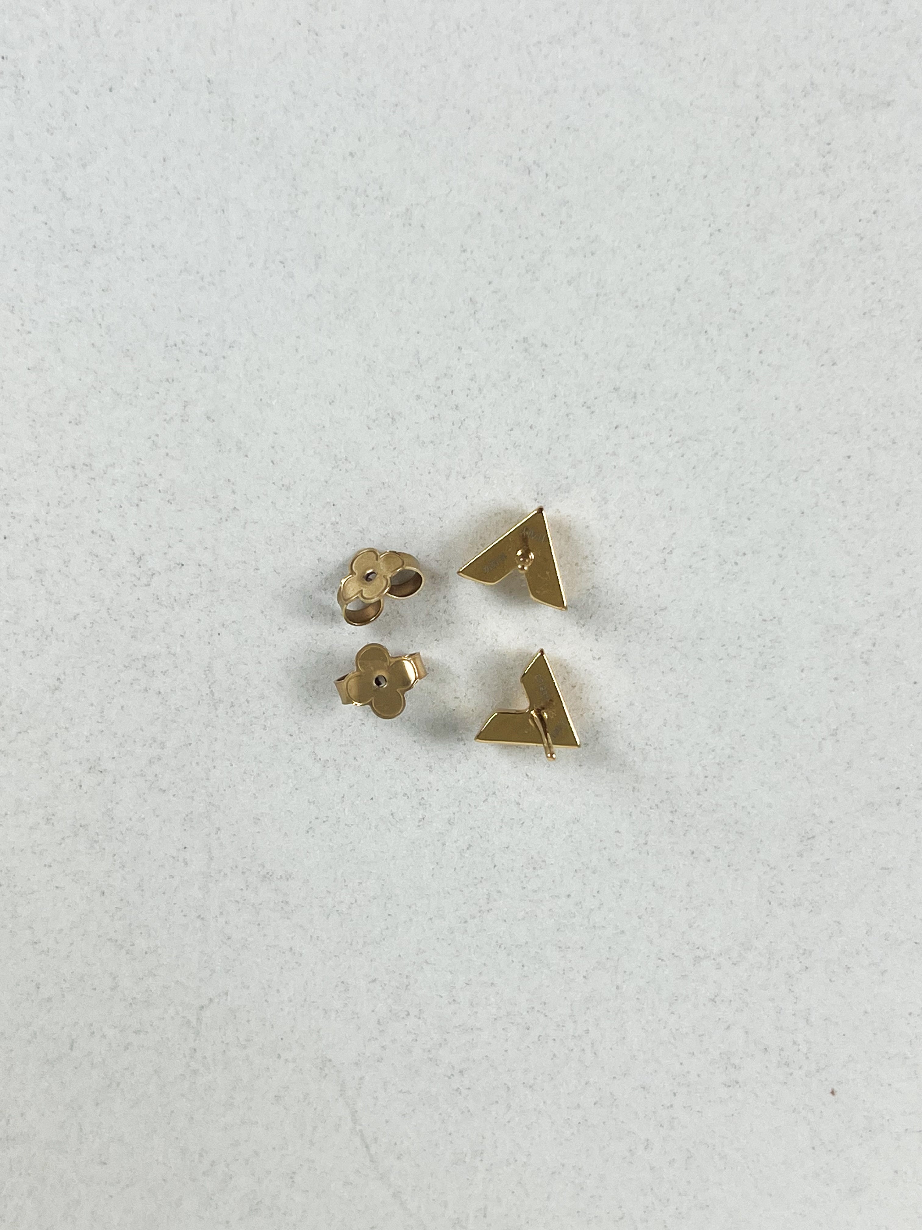 Louis Vuitton Gold Essential V Stud Earrings