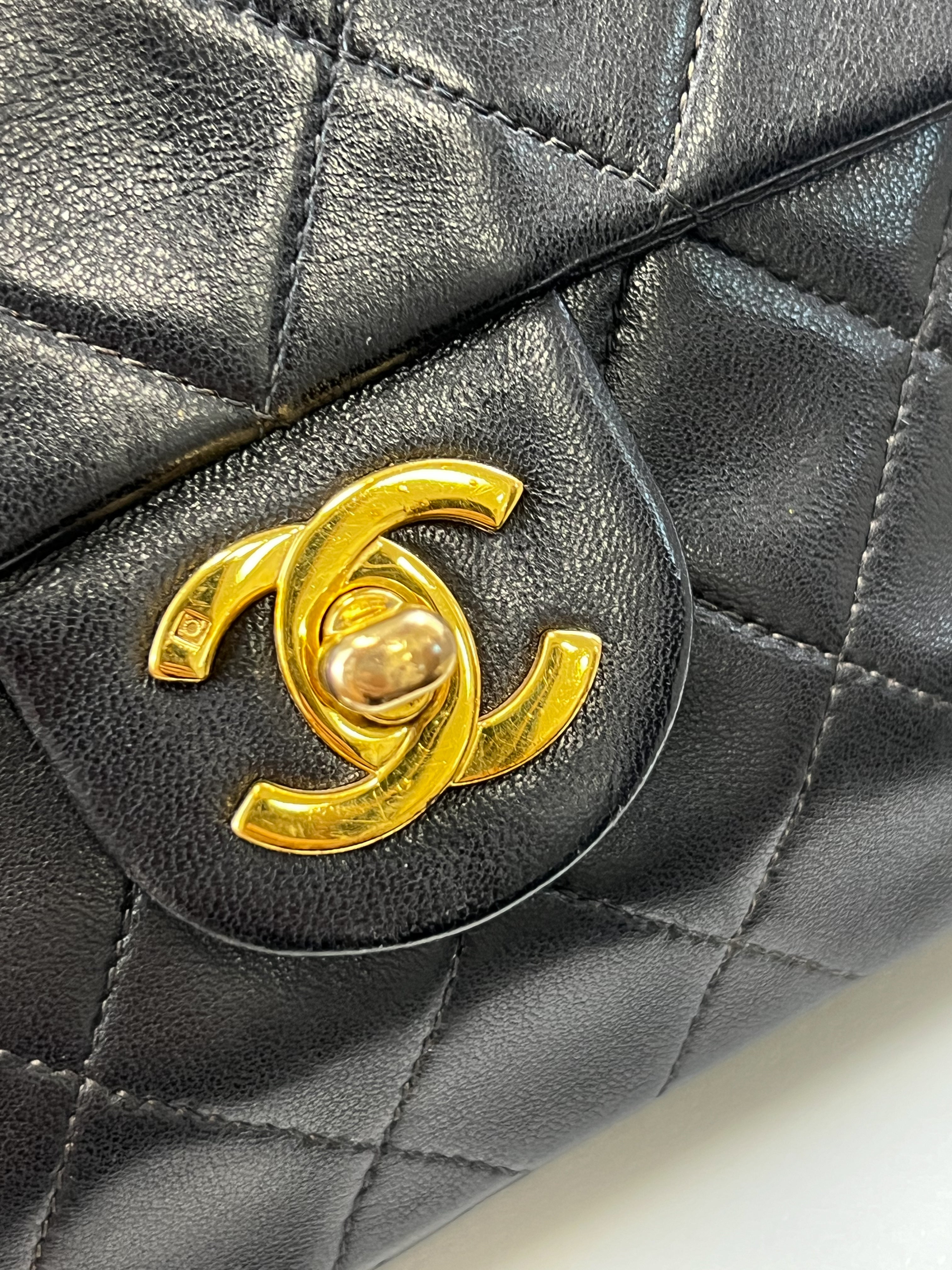 Chanel CC Mini Vintage Lambskin Black Classic Double Flap Shoulder Bag