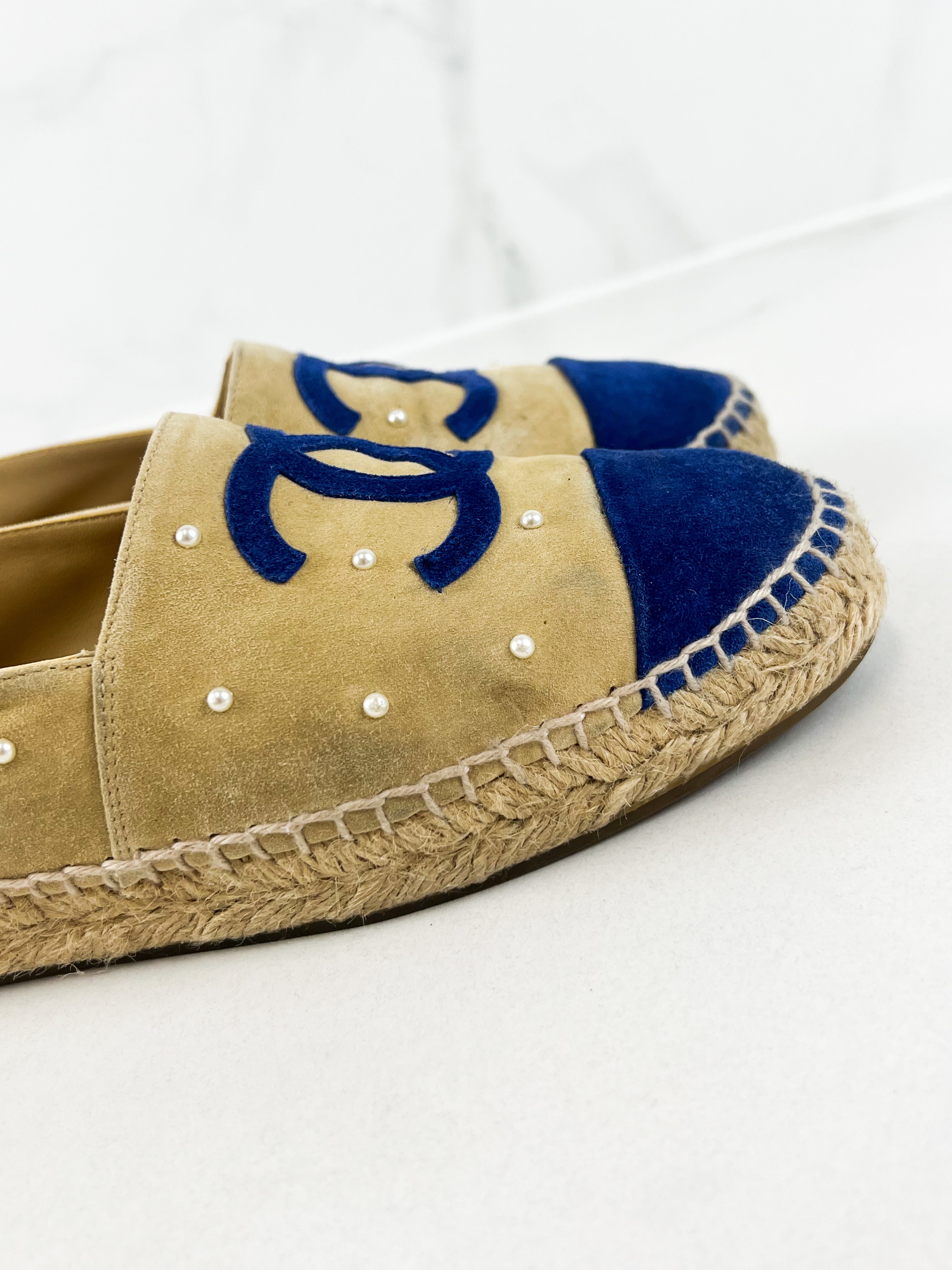 Chanel CC Velvet Espadrille Size 37