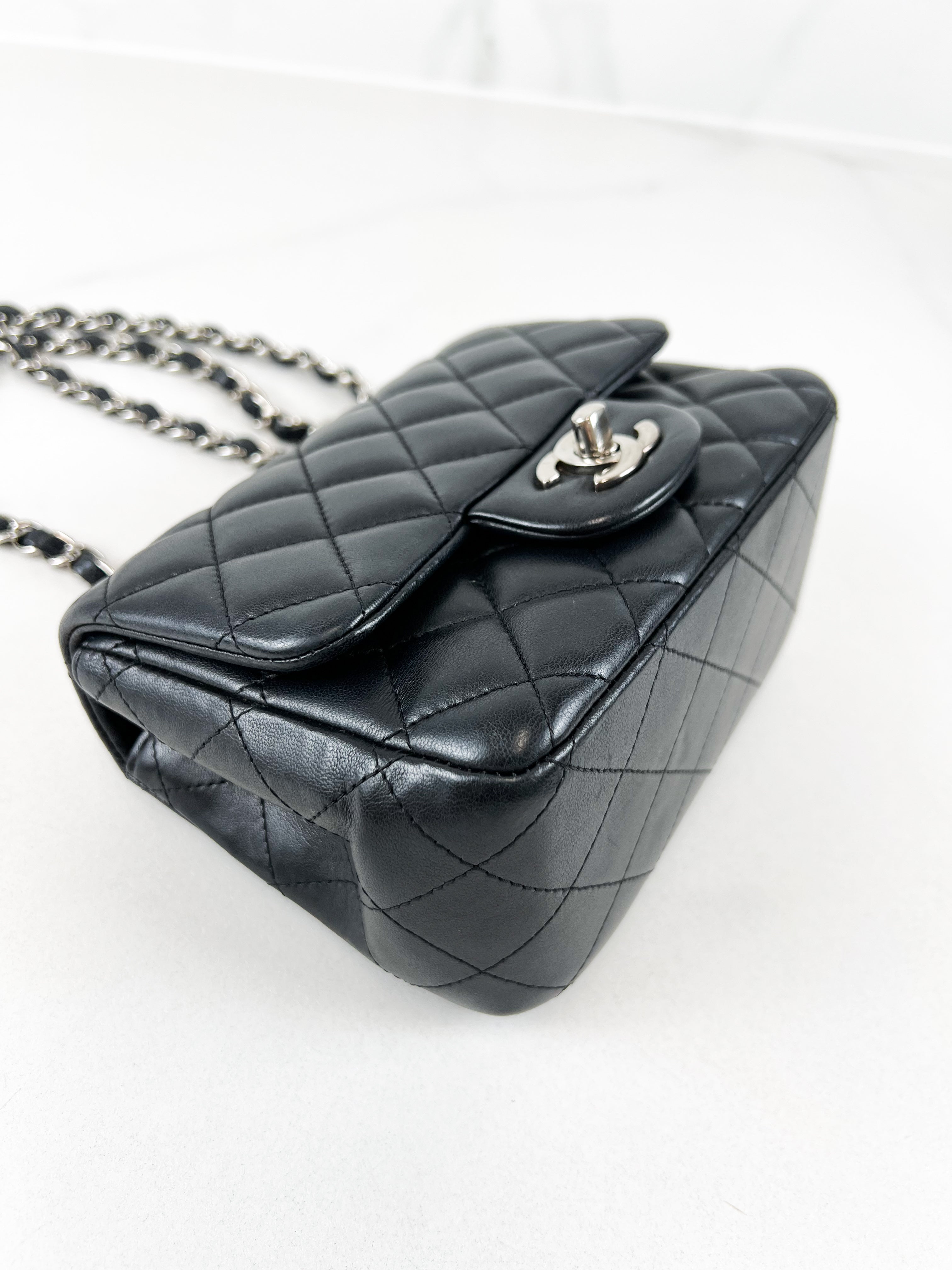 Chanel Mini Square in Black Lambskin with SHW