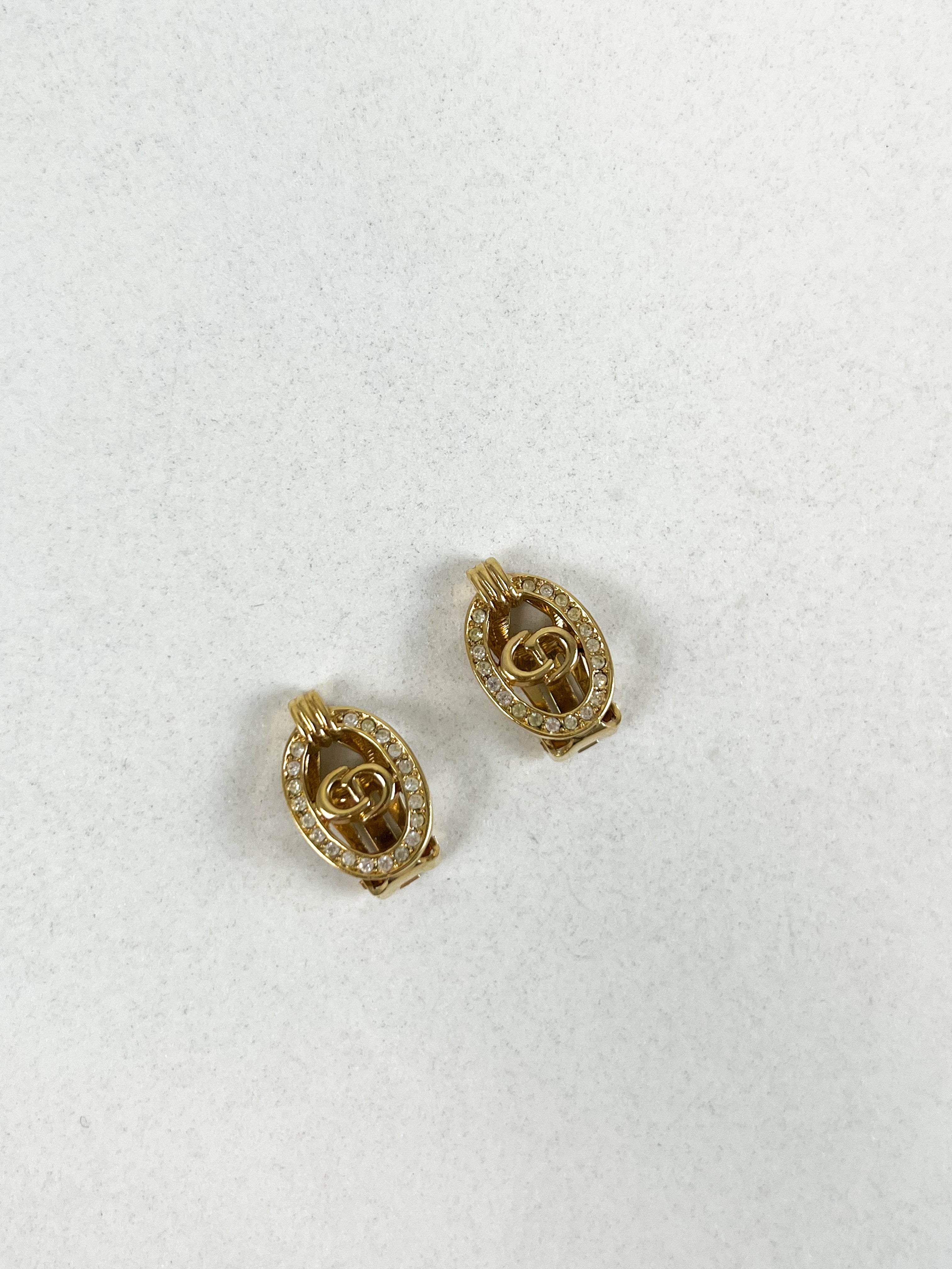 Christian Dior CD Logo Clip Earrings in Gold