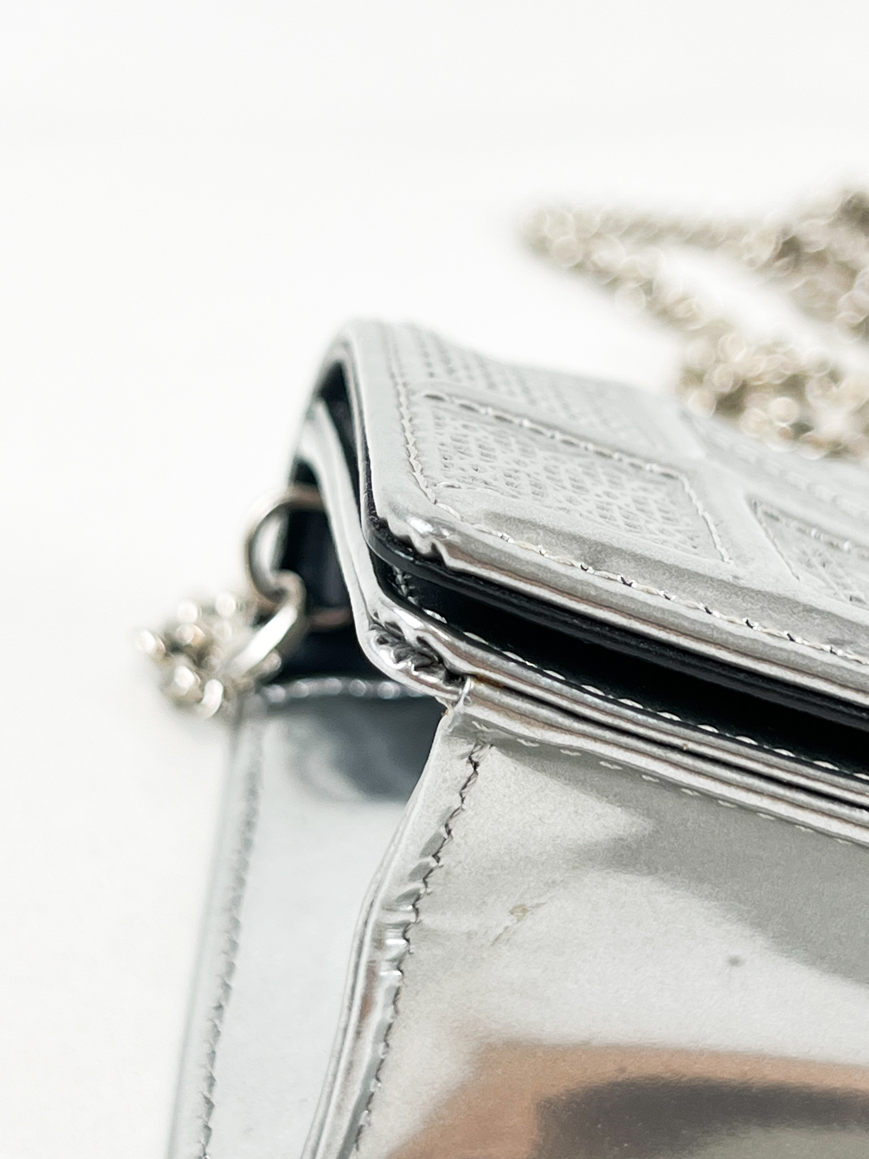 Christian Dior Silver Diorama Micro WOC