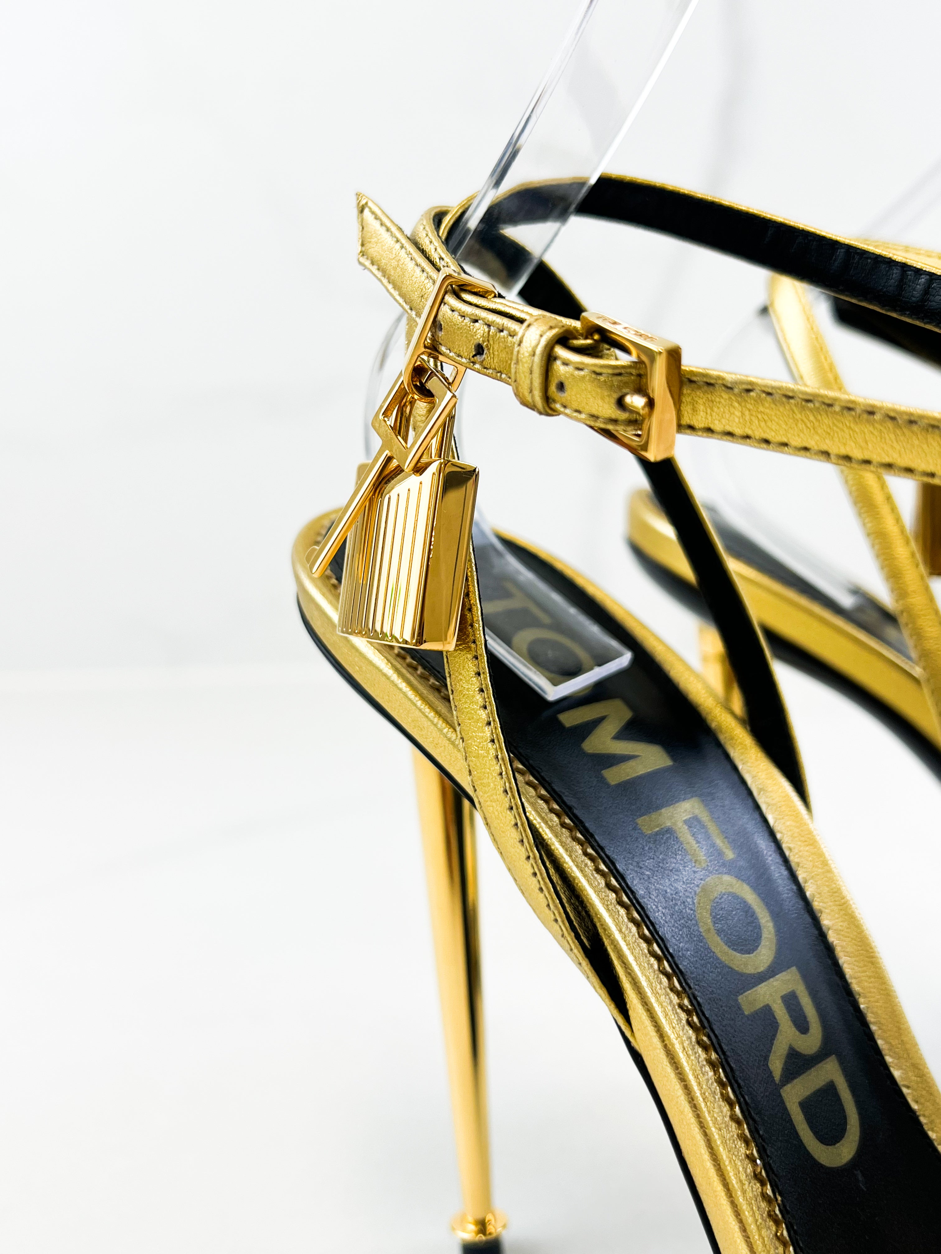 Tom Ford Gold Padlock Sandal Size 41