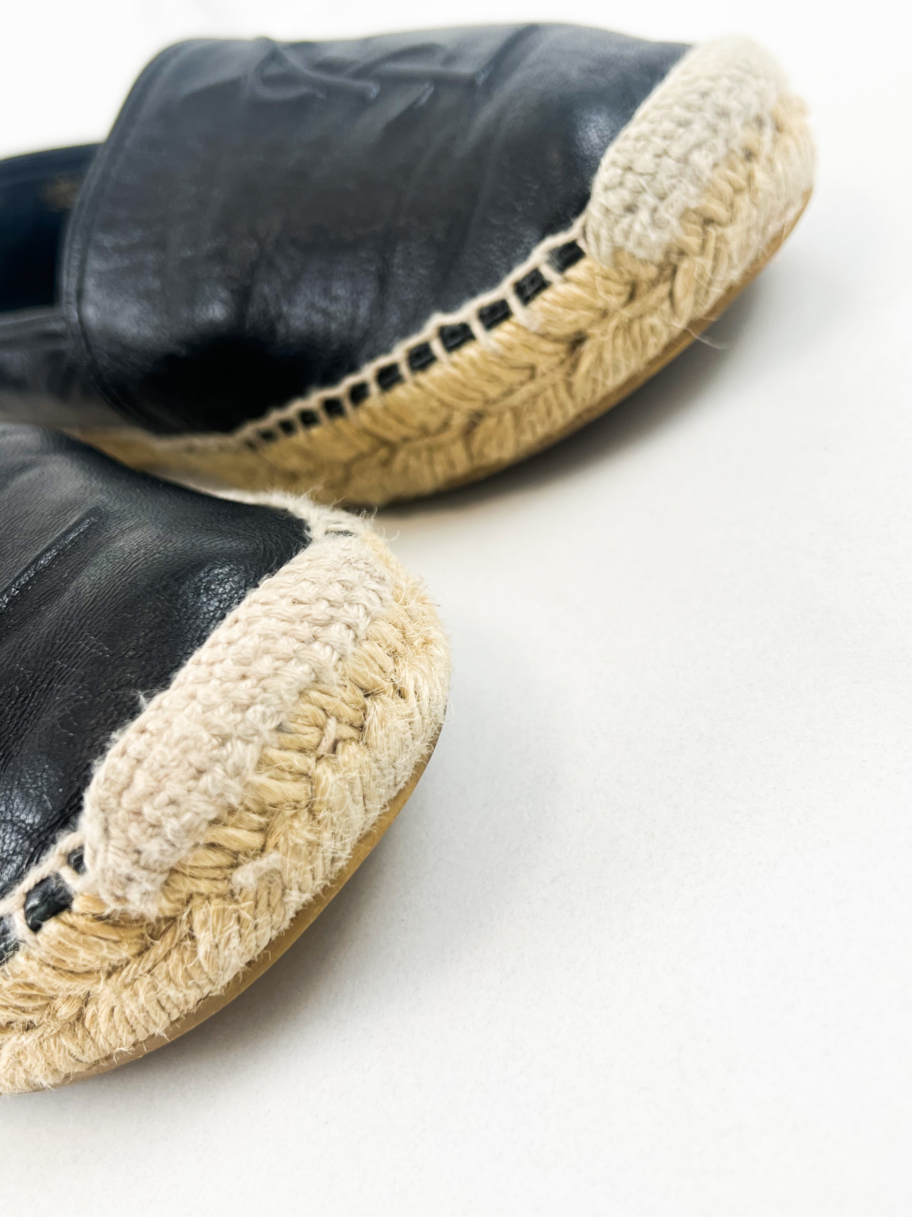 Saint Laurent Black Monogram Espadrilles Size 41.5