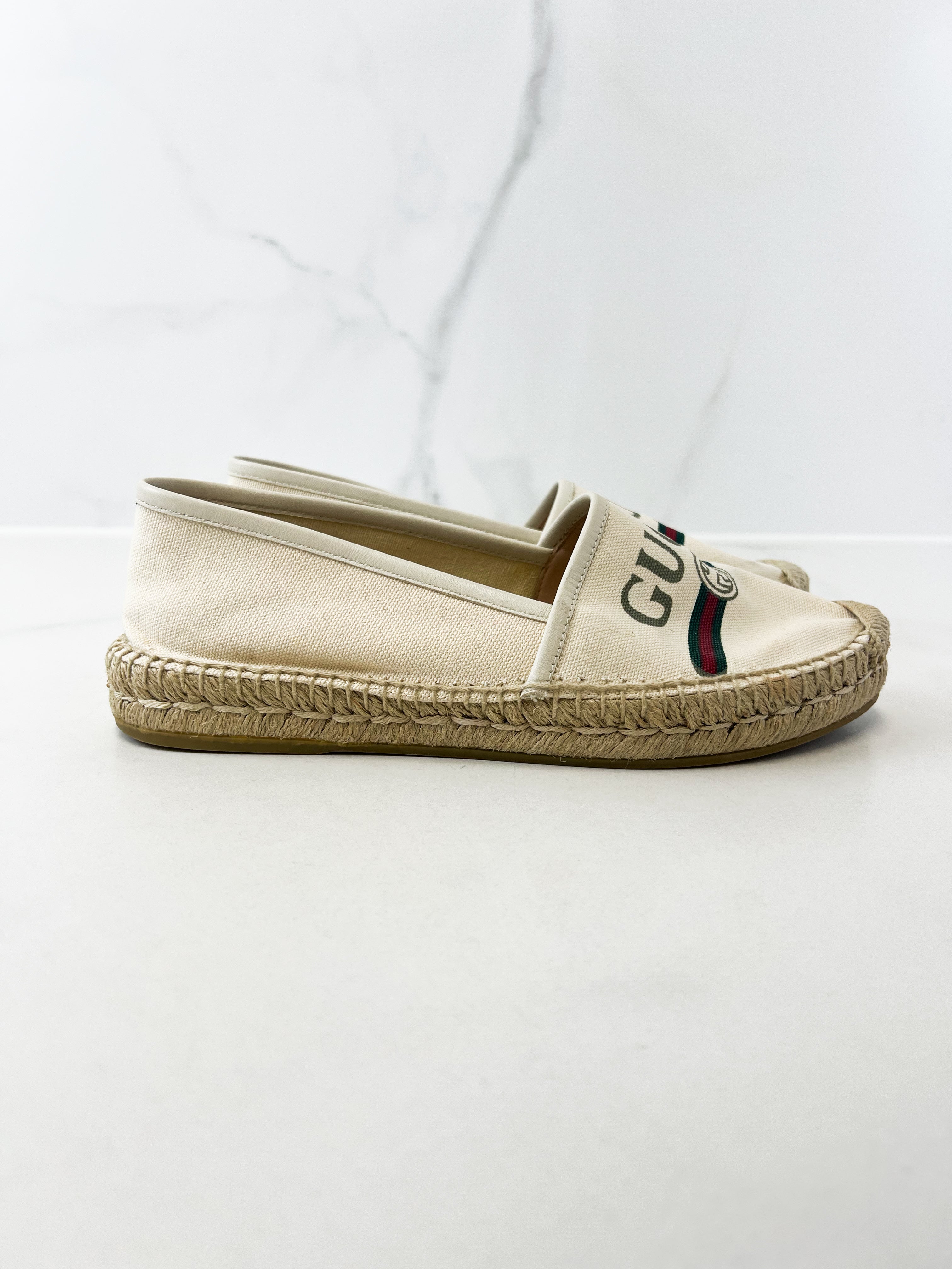 Gucci GG Espadrilles in Cream Canvas Size 37.5