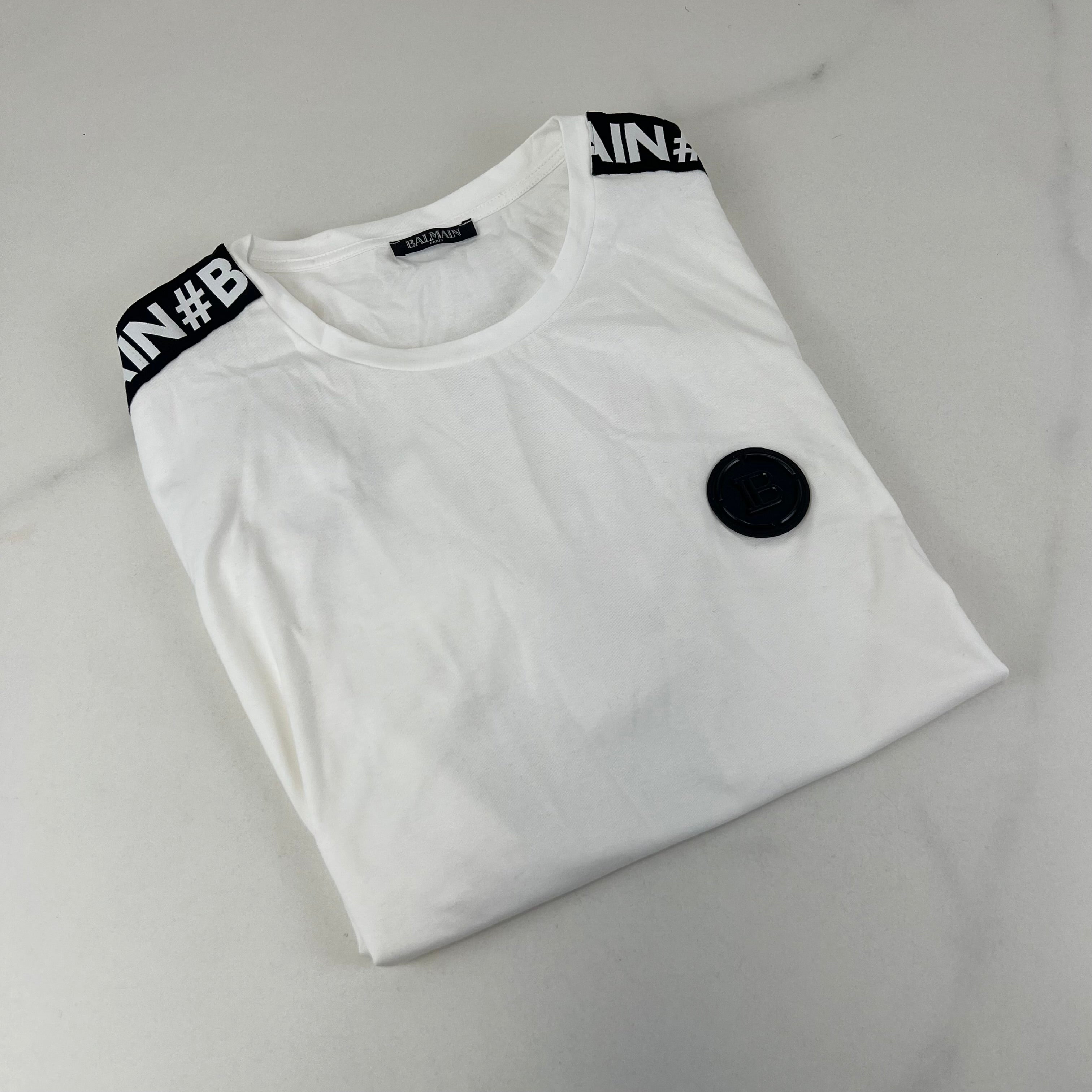 Balmain Logo Men's White T-Shirt Size XL