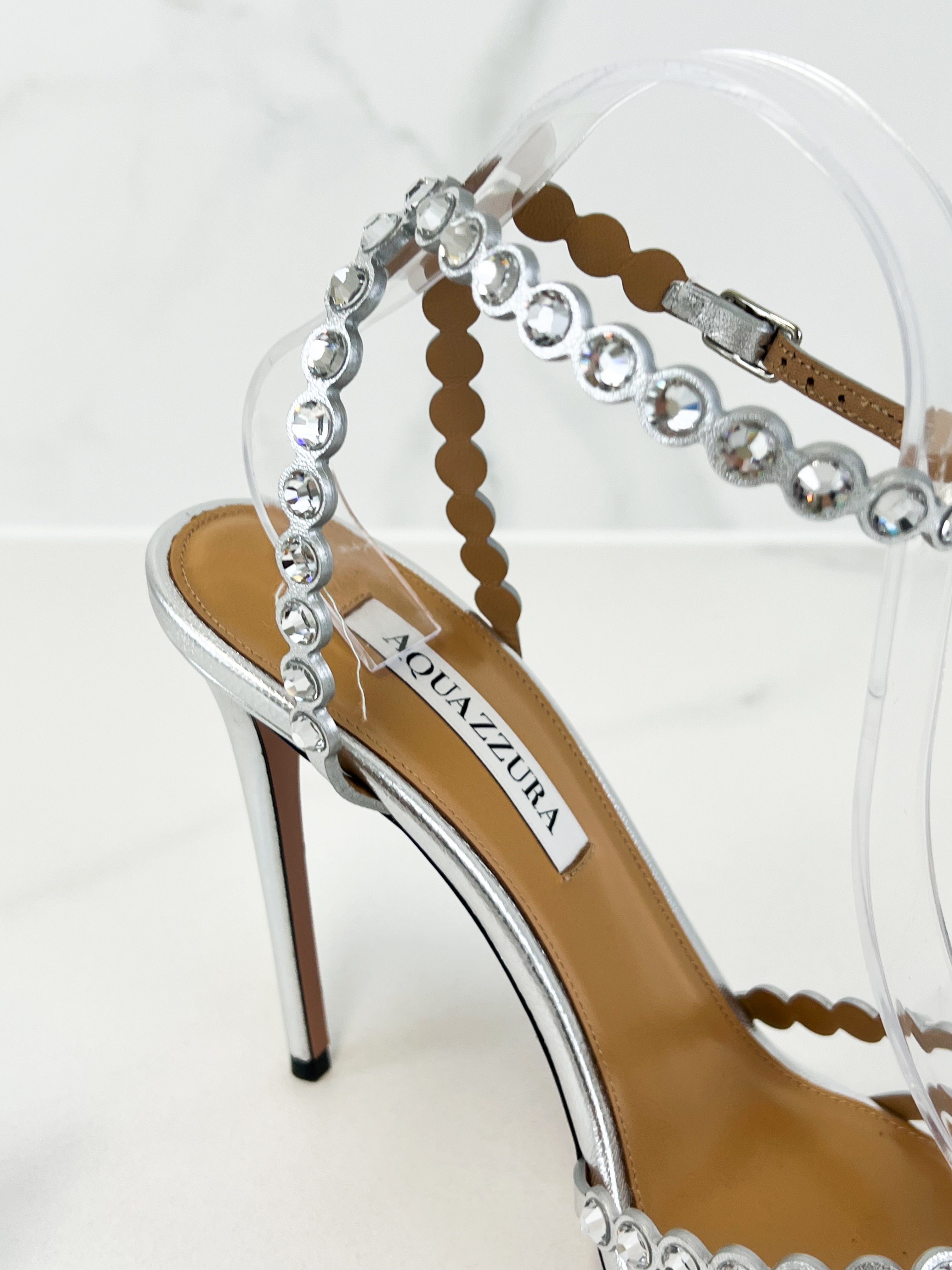 Aquazzura Tequilla 105 Embellished Slingback Pumps Size 40