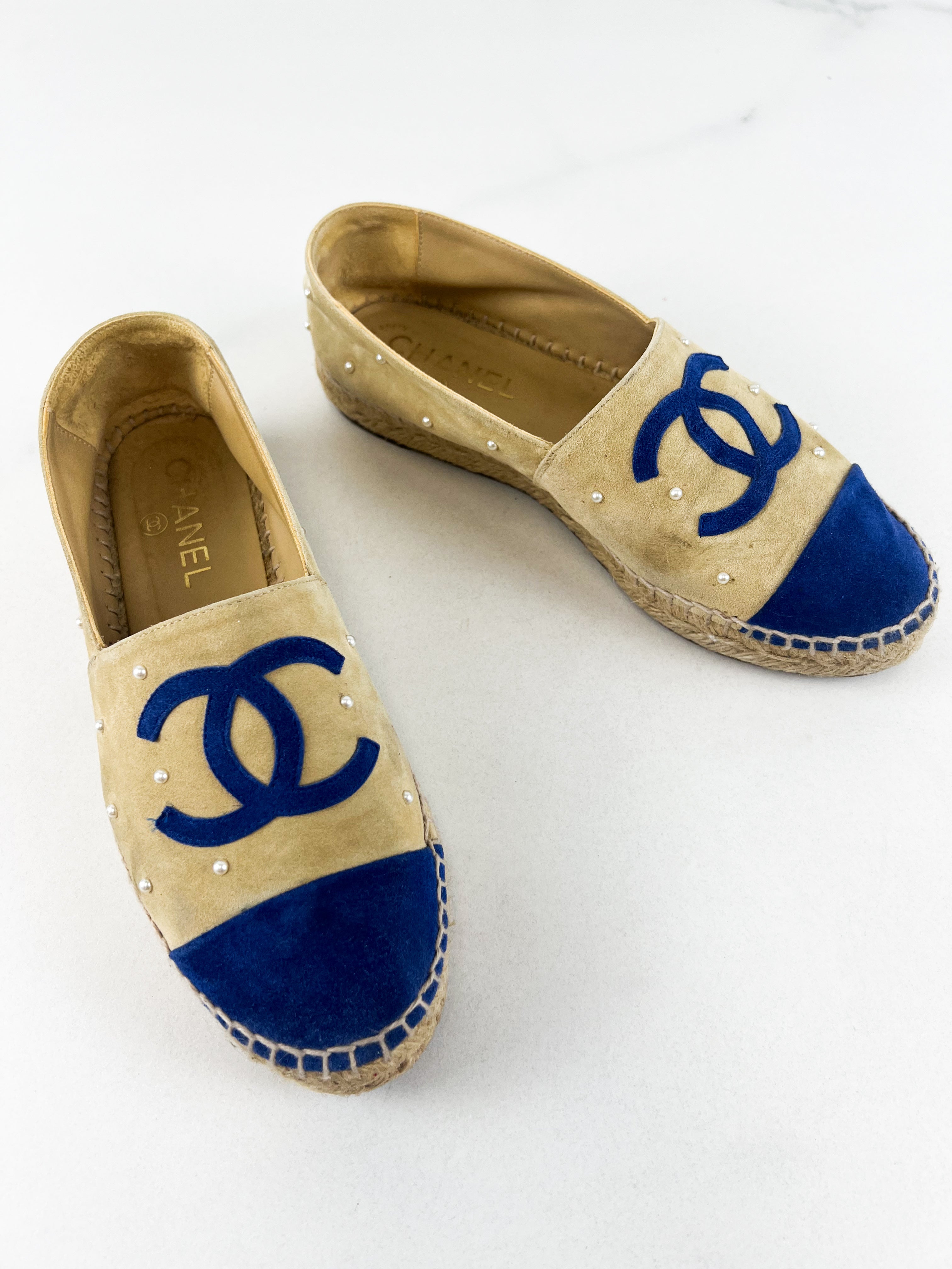 Chanel CC Velvet Espadrille Size 37
