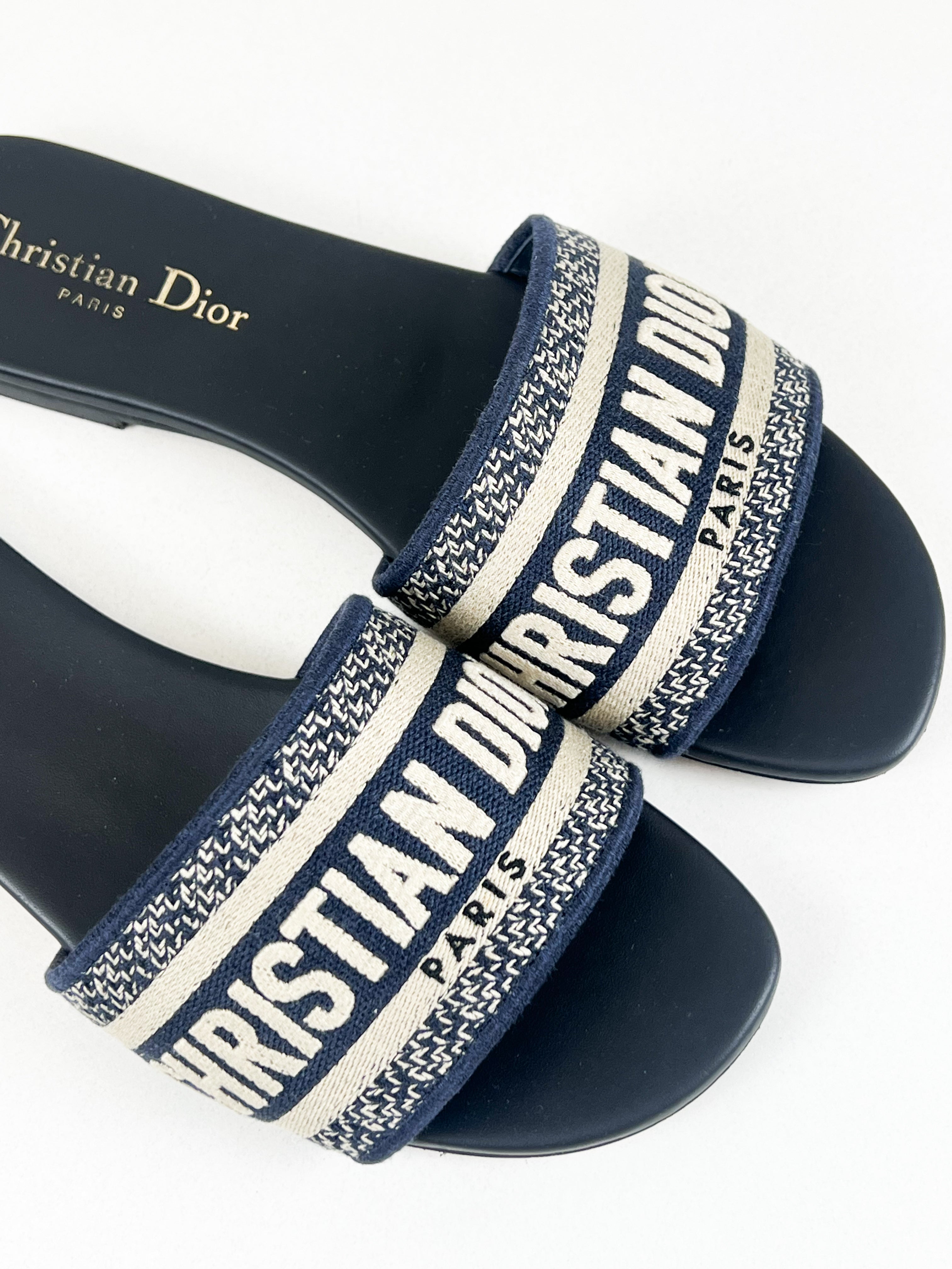 Christian Dior Navy Dway Slides Size 37