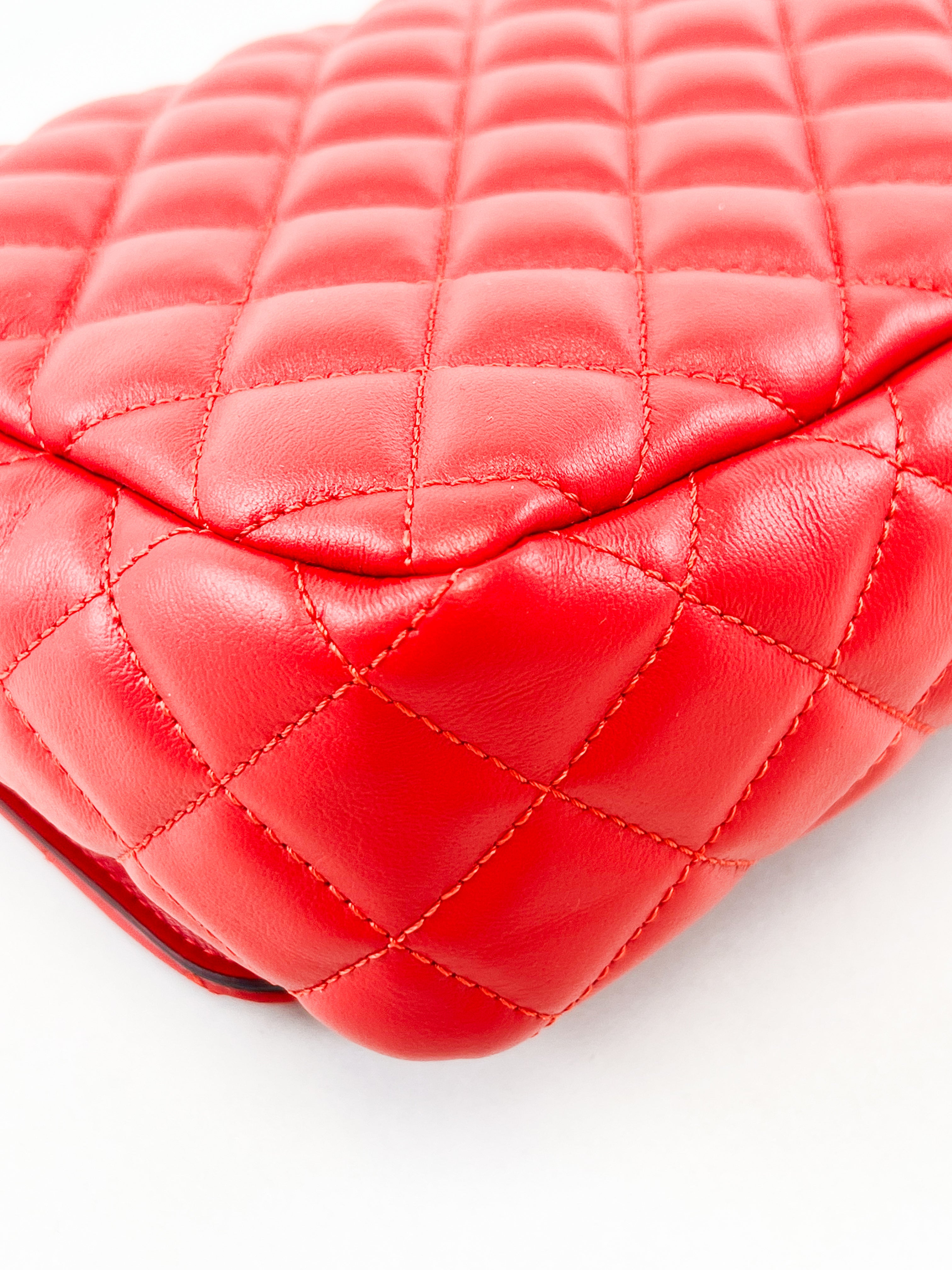 Versace Red Quilted Leather Shoulder Bag