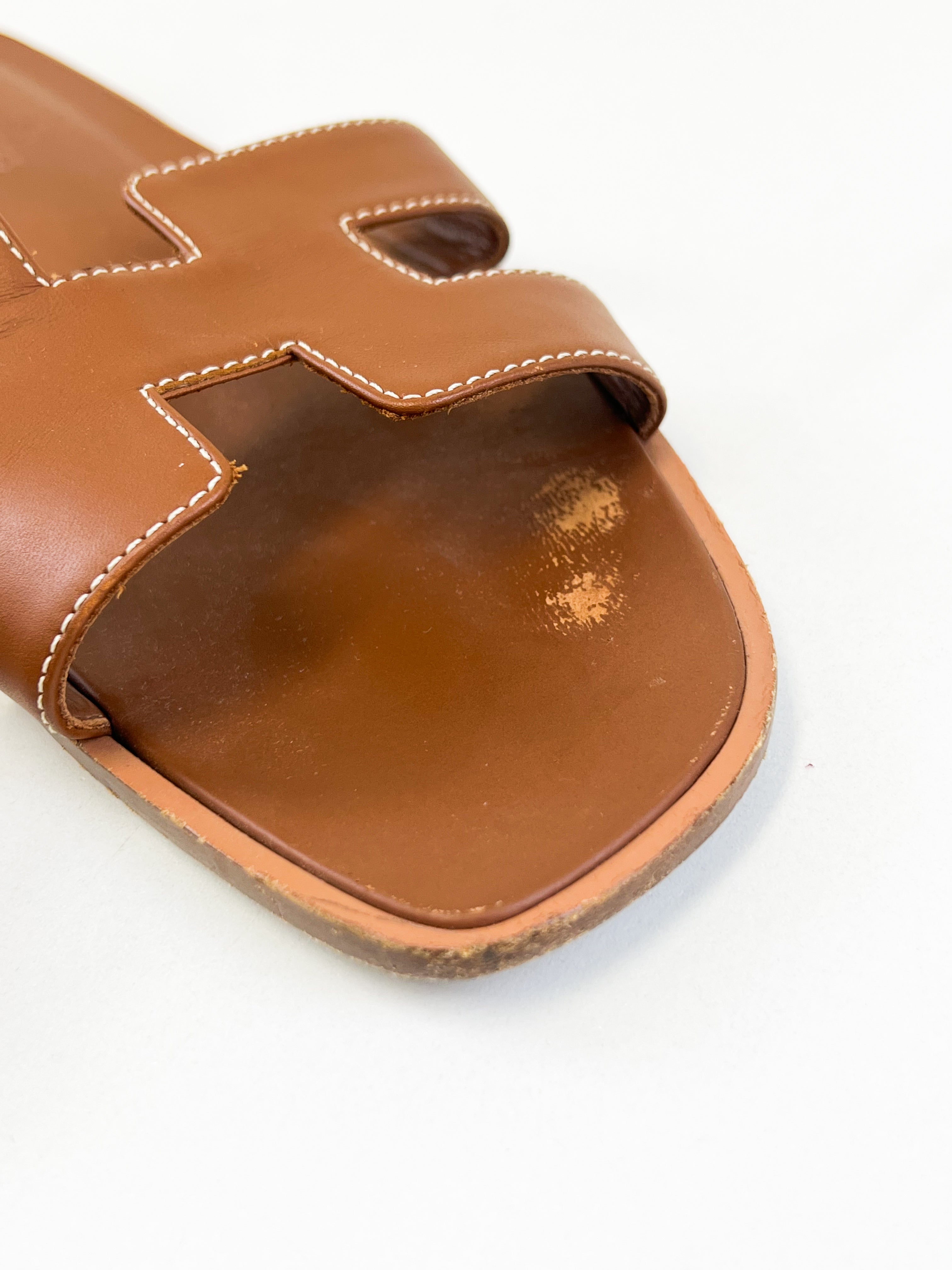 Hermes Oran Sandal in Tan Size 40.5
