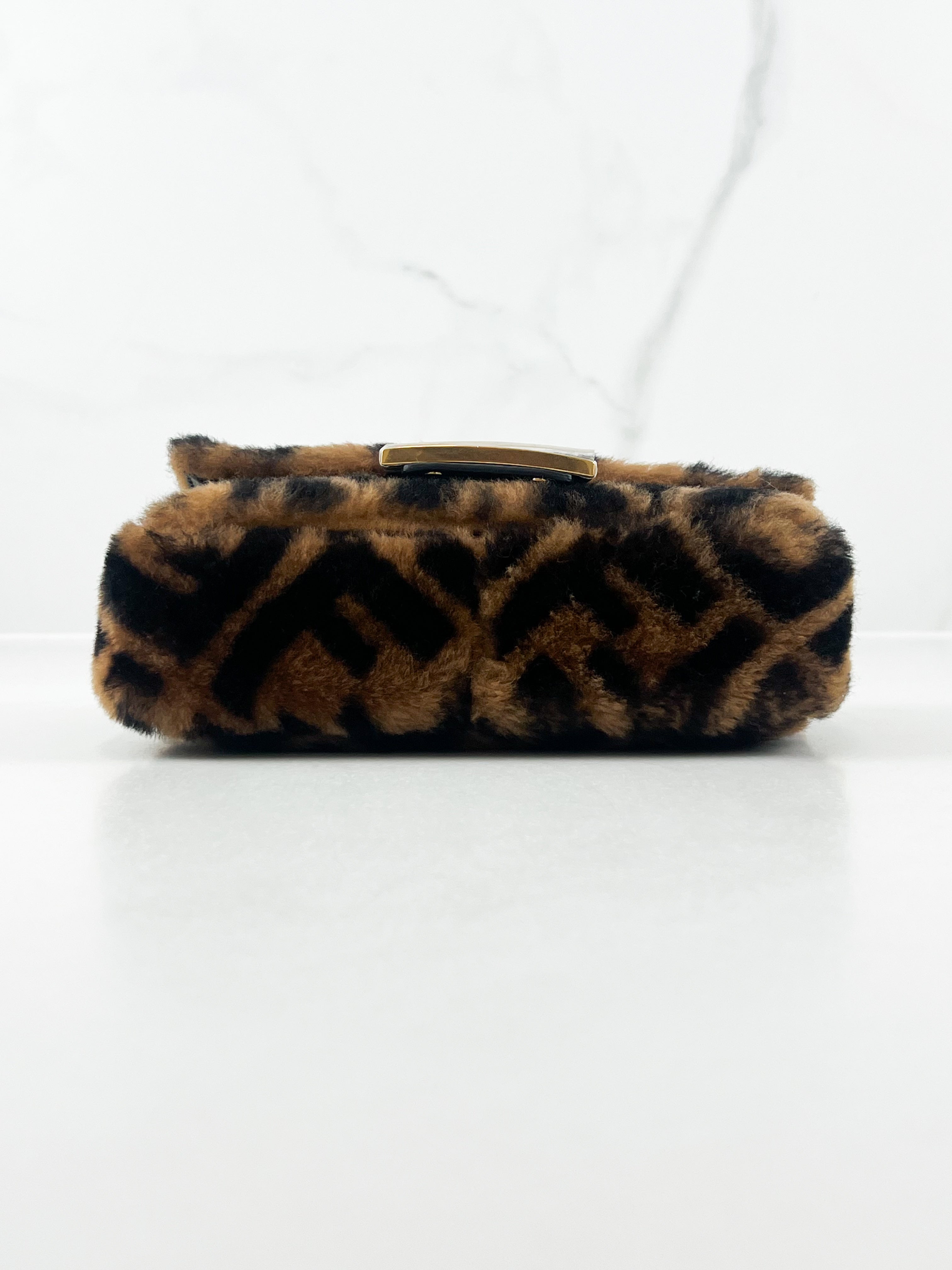 Fendi FF Baguette Shearling Mini Bag