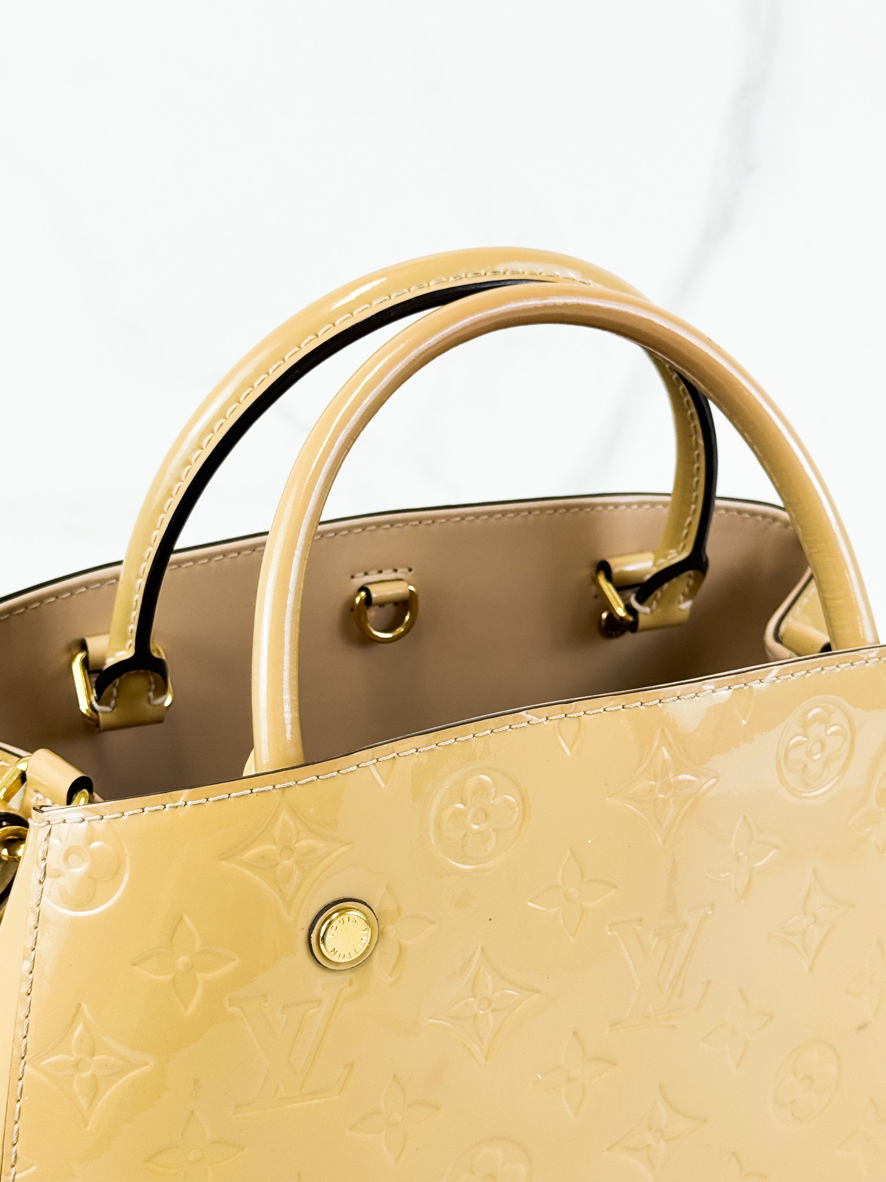 Louis Vuitton Patent Monogram Montaigne BB Satchel