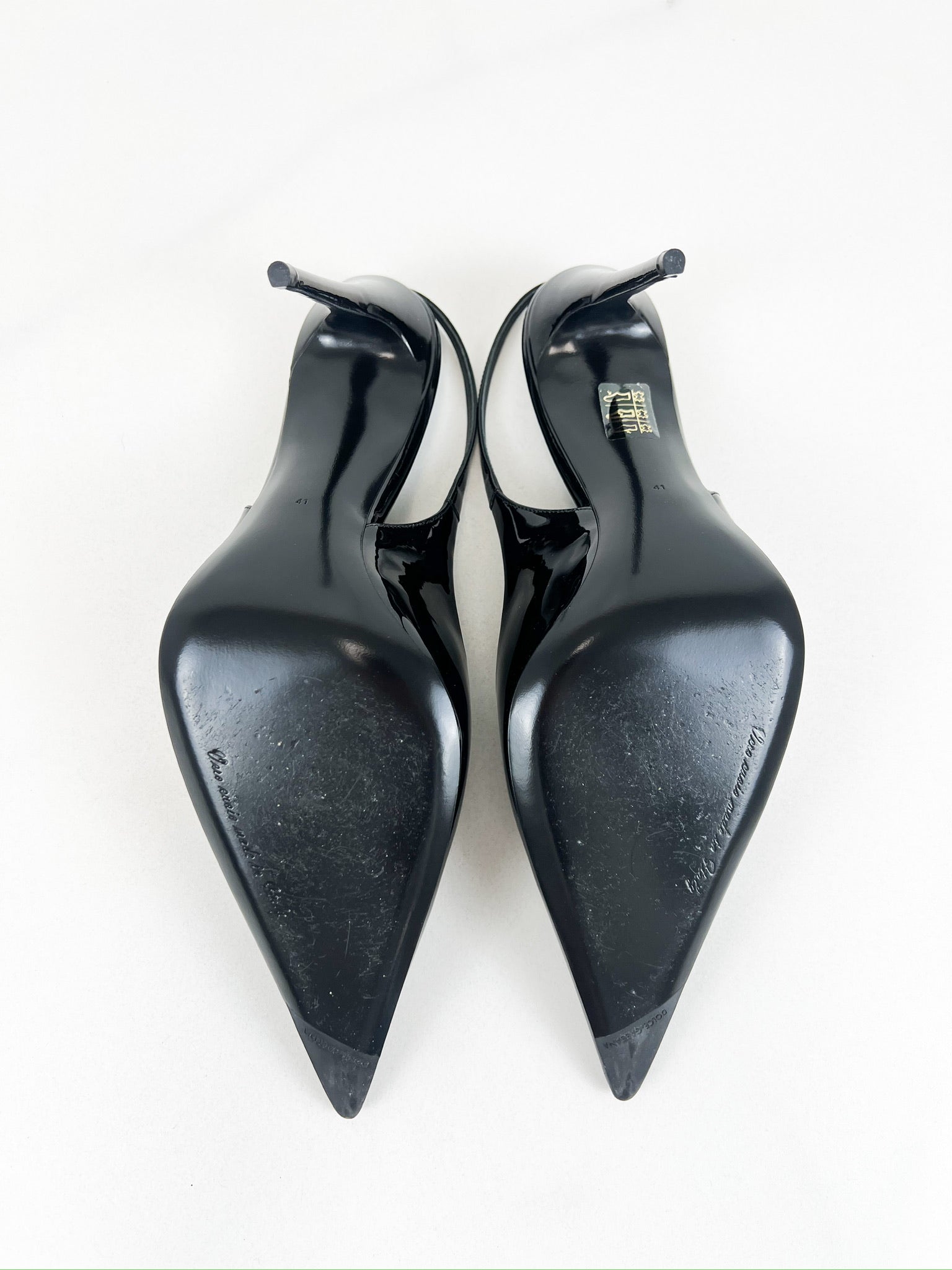 Dolce & Gabbana Black Patent Leather Slingbacks 105mm