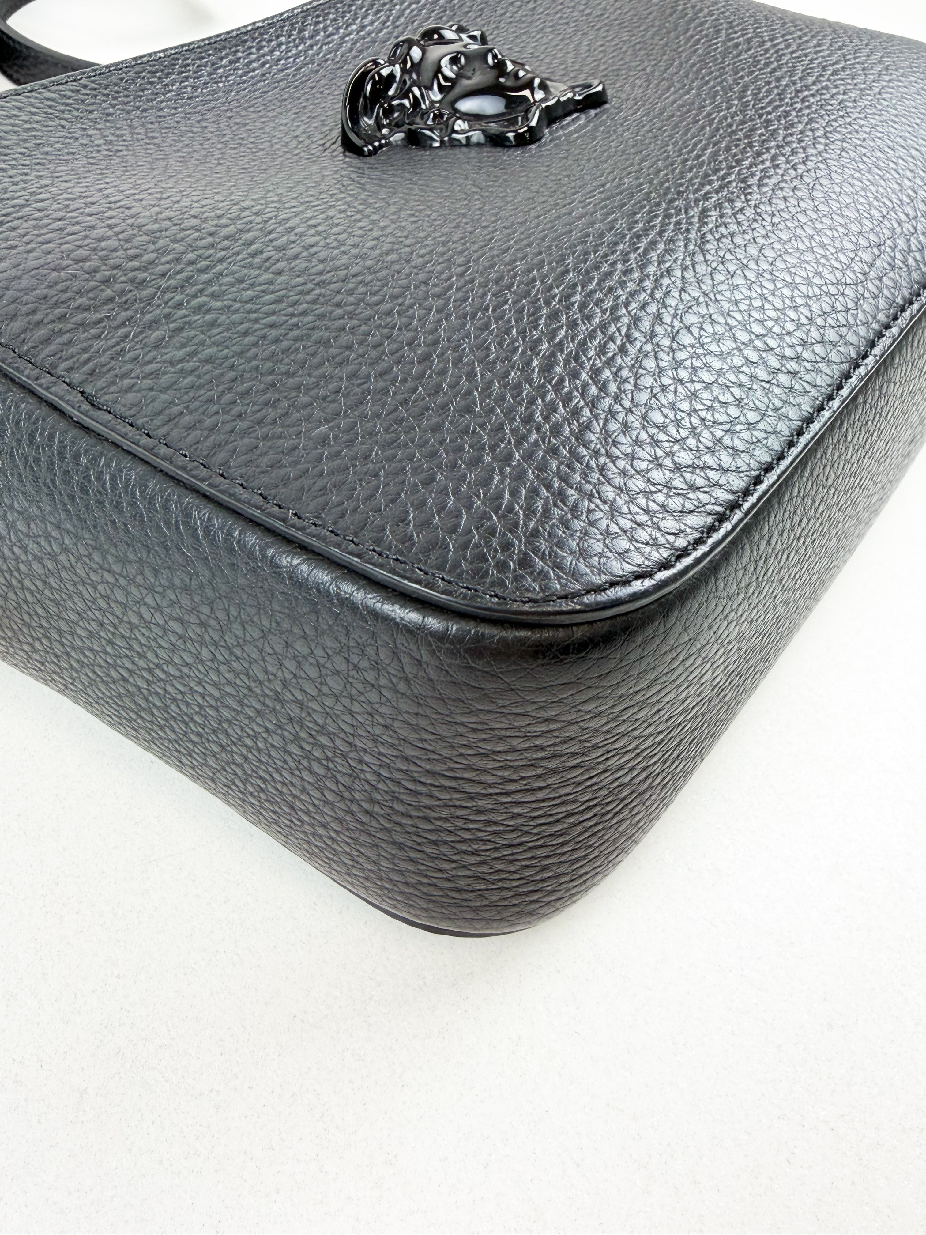 Versace Black Medusa Grained Calfskin Crossbody