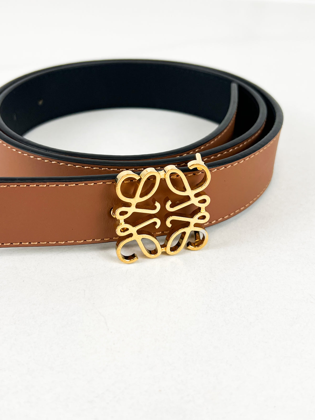 Loewe Reversible Anagram Belt 30mm in Smooth Calfskin with GHW Size 80