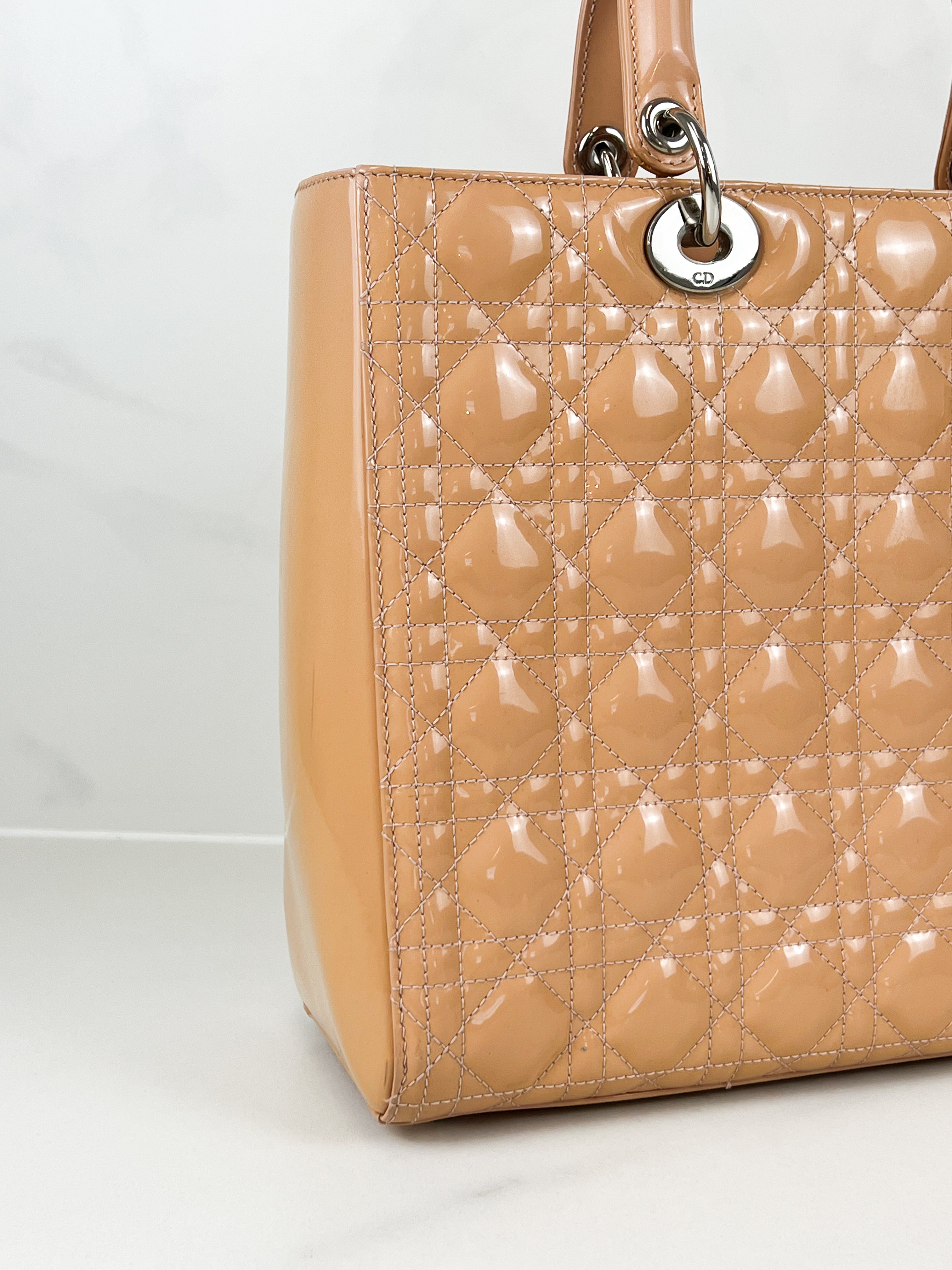 Christian Dior Peach Vintage Lady Dior with Gold Hardware