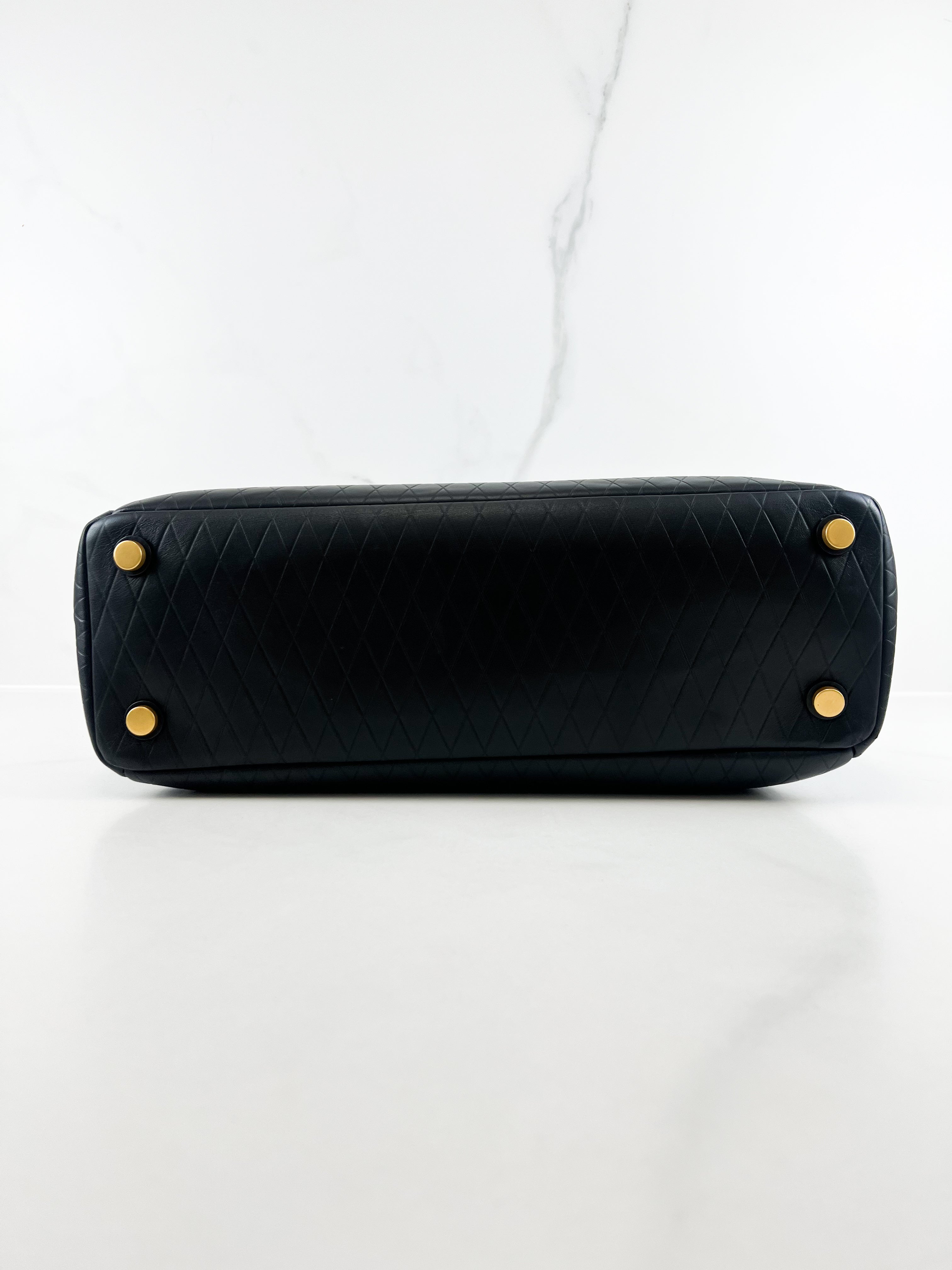 Balmain Soft Leather Tote Bag in Black Calf Leather with Gold-Tone Hardware