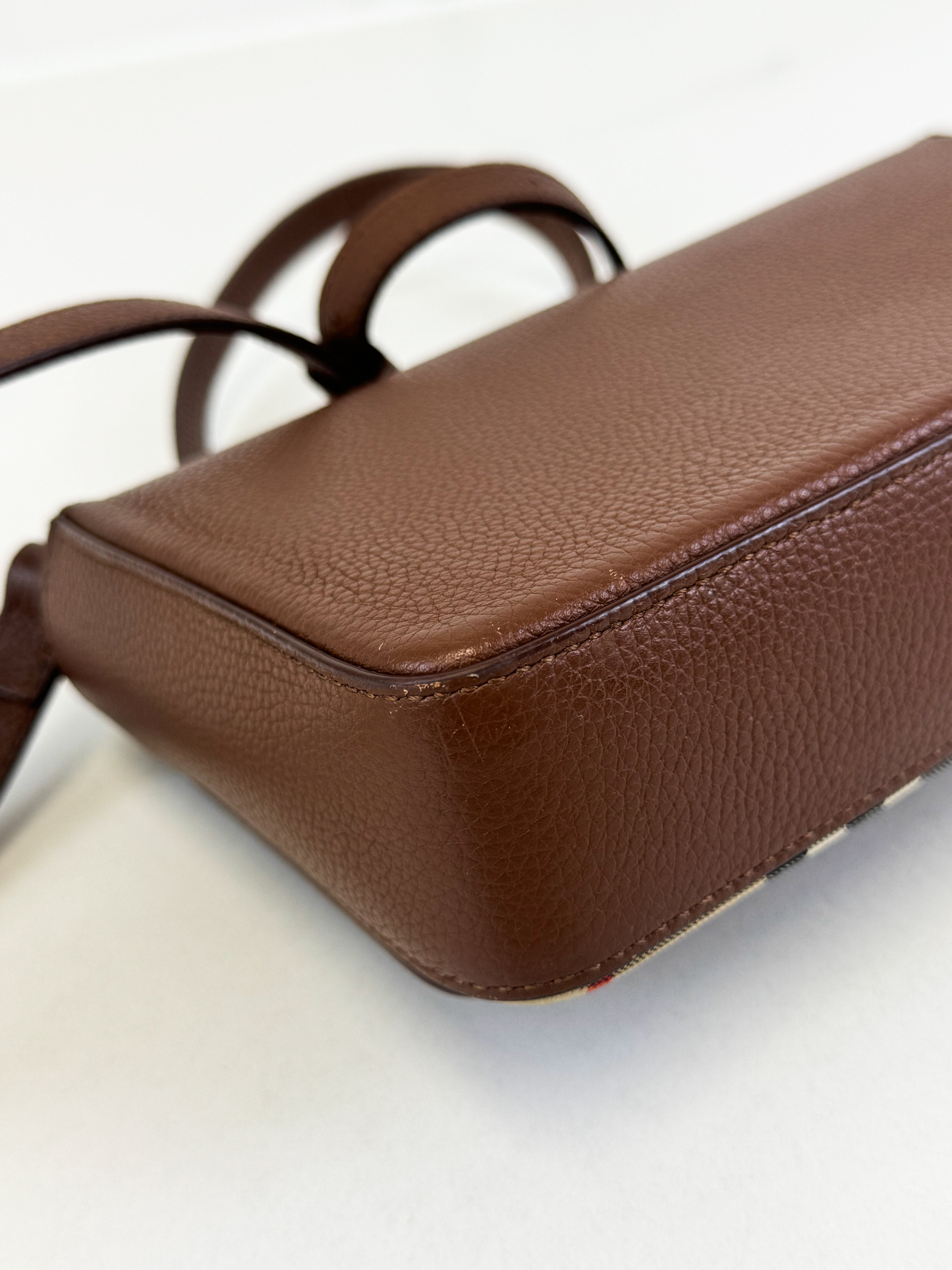 Burberry Leather and Vintage Check Note Crossbody Bag